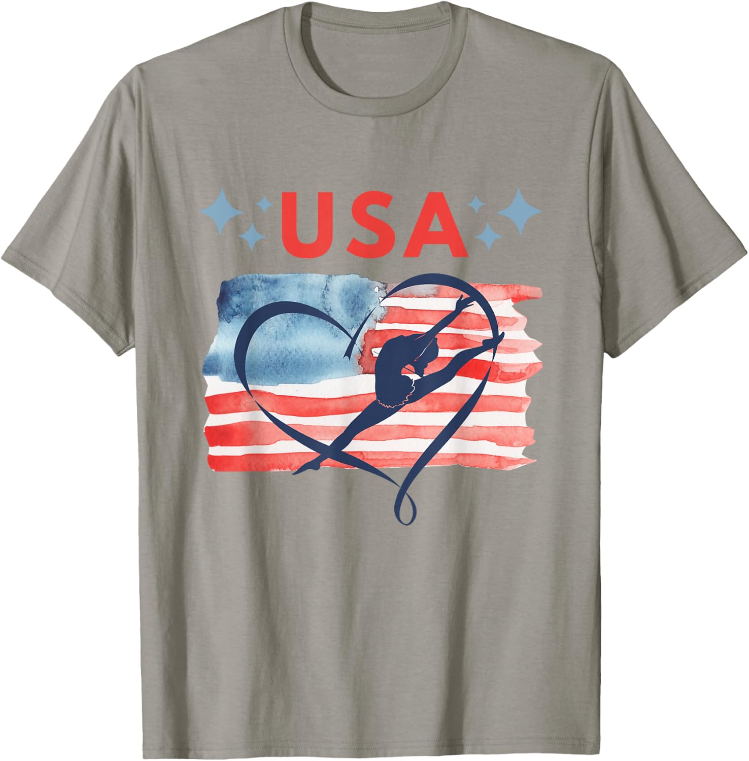 Patriotic American Flag Gymnastics Design for USA Gymnasts T-Shirt - T-Shirt | Sand