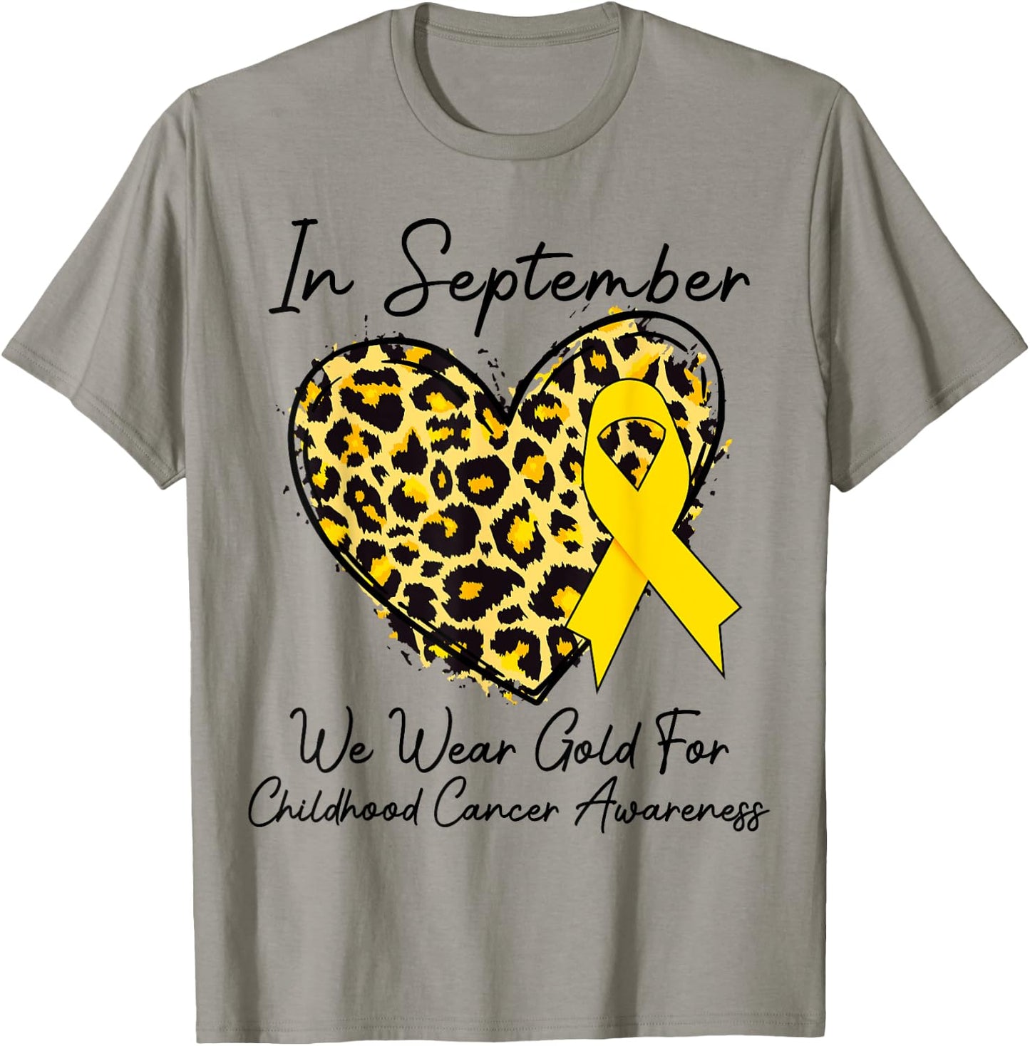In September We Wear Gold Leopard Childhood Cancer awareness T-Shirt - T-Shirt | Sand