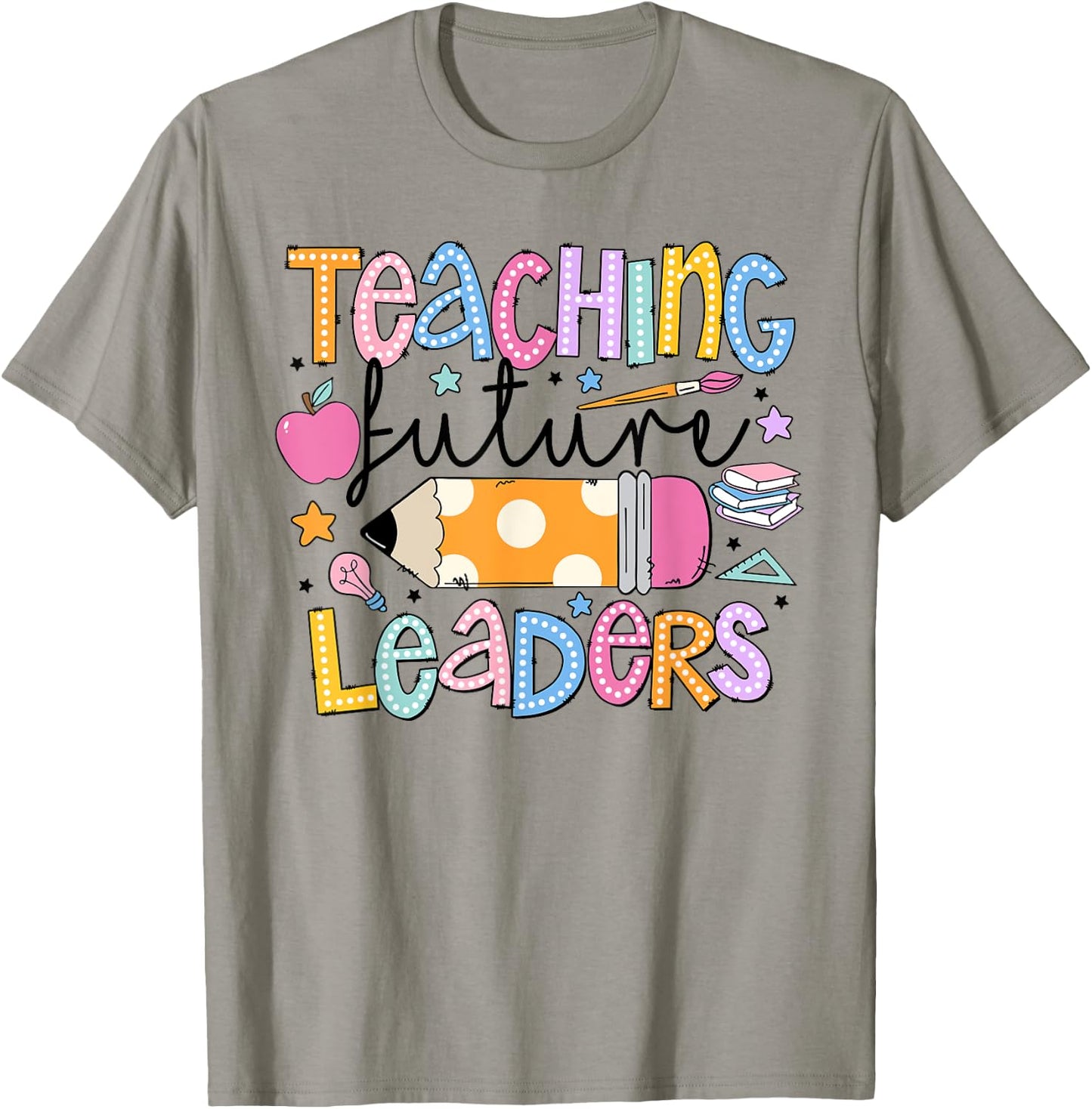 Retro Teaching Future Leaders Groovy Teacher Back To School Women Girls Kids T-Shirt - T-Shirt | Sand