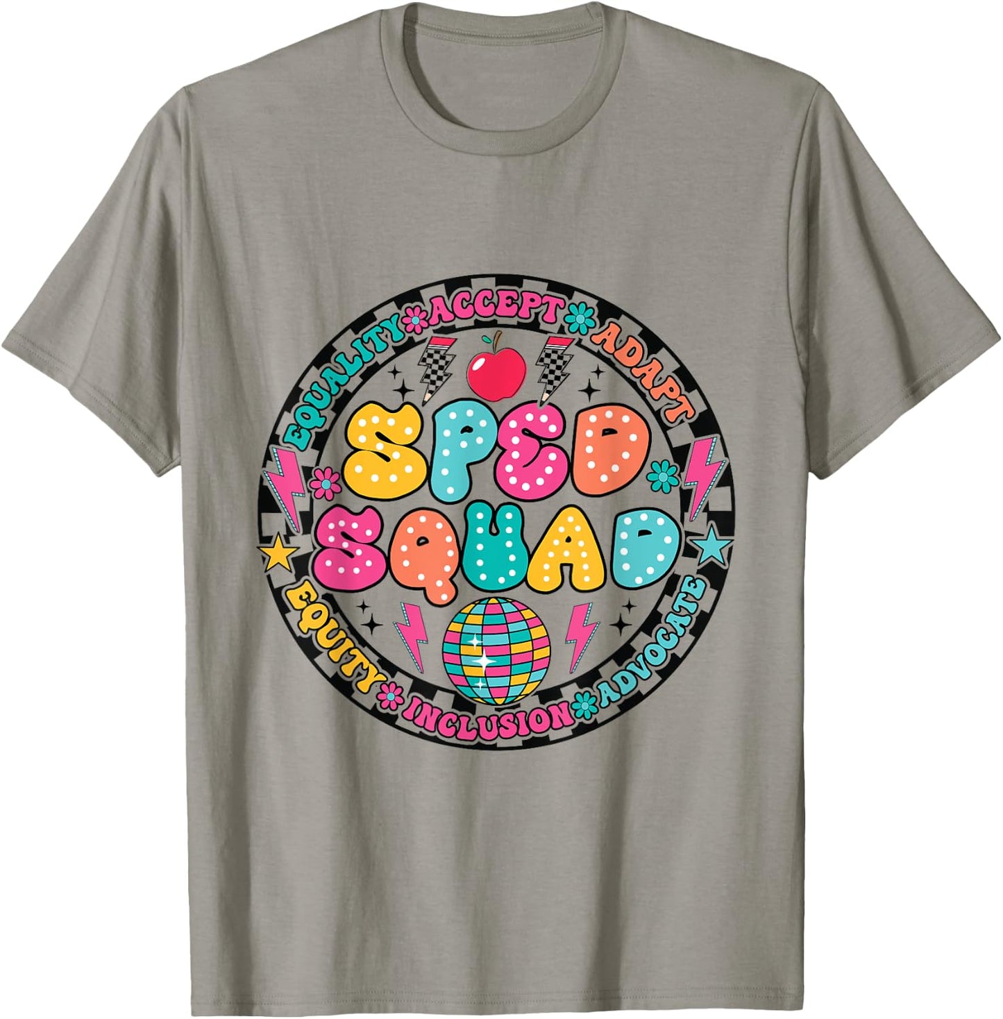 Retro Sped Squad Groovy Special Education Dream Team Teacher T-Shirt - T-Shirt | Sand