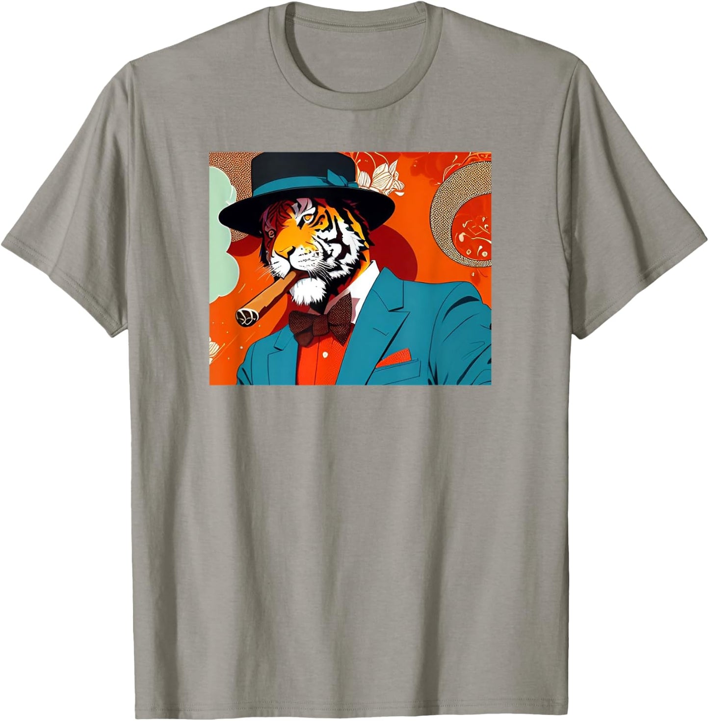Tiger Smoking Cigar T-Shirt - T-Shirt | Sand