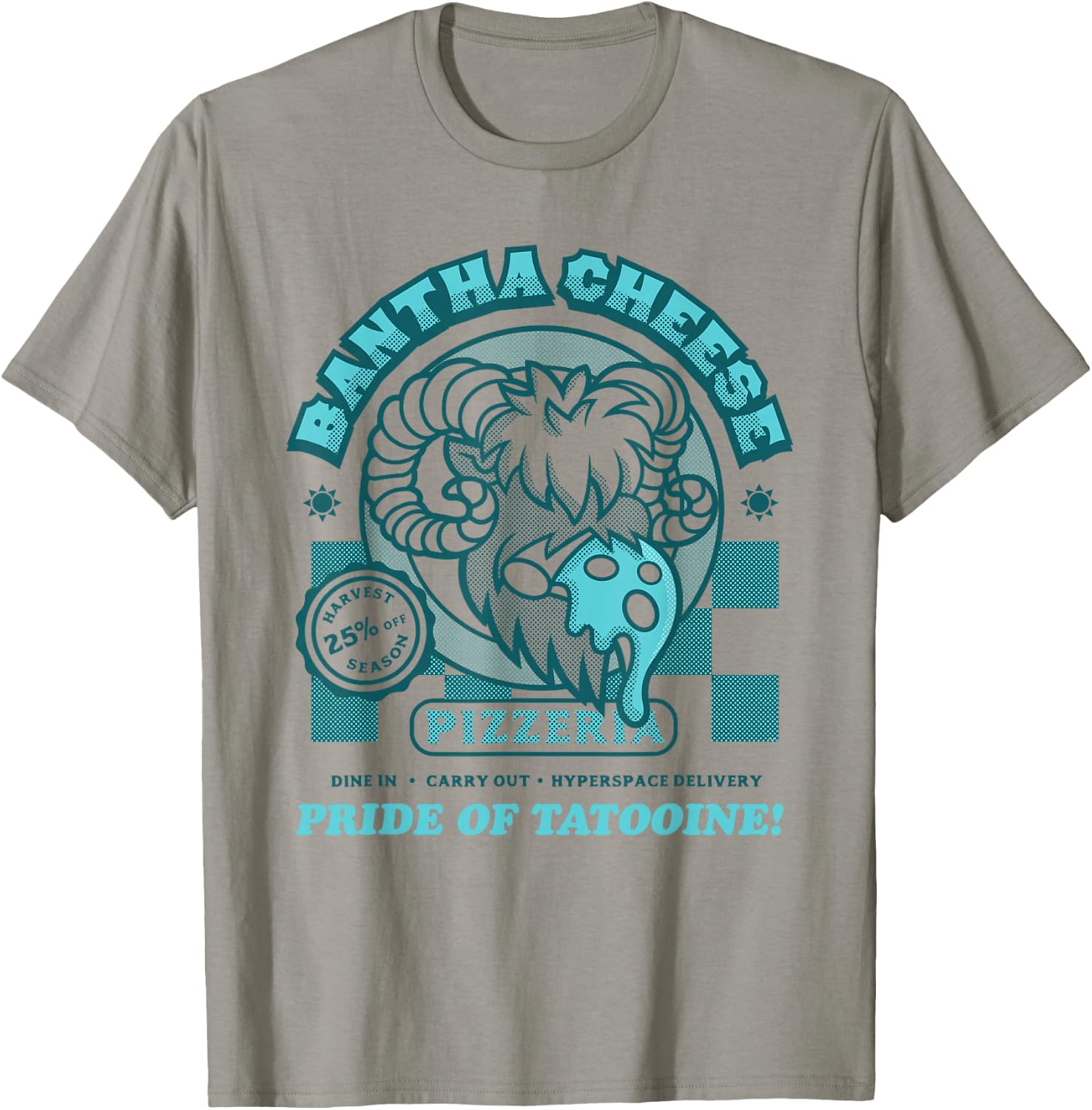 Star Wars Bantha Cheese Pizzeria Blue Milk Pizza Funny T-Shirt - T-Shirt | Sand