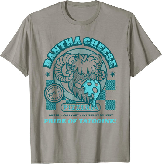 Star Wars Bantha Cheese Pizzeria Blue Milk Pizza Funny T-Shirt - T-Shirt | Sand