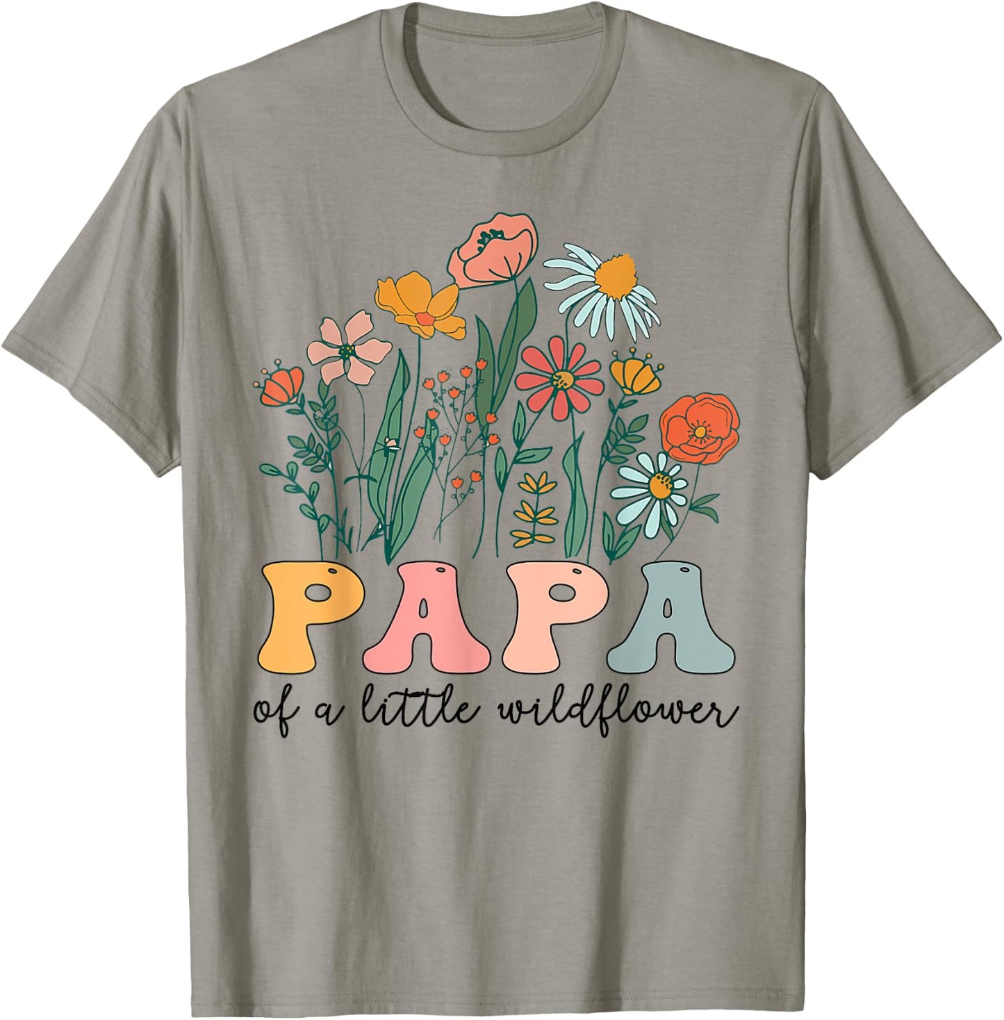 Papa Of The Little Wildflower Birthday Party Baby Shower T-Shirt - T-Shirt | Sand