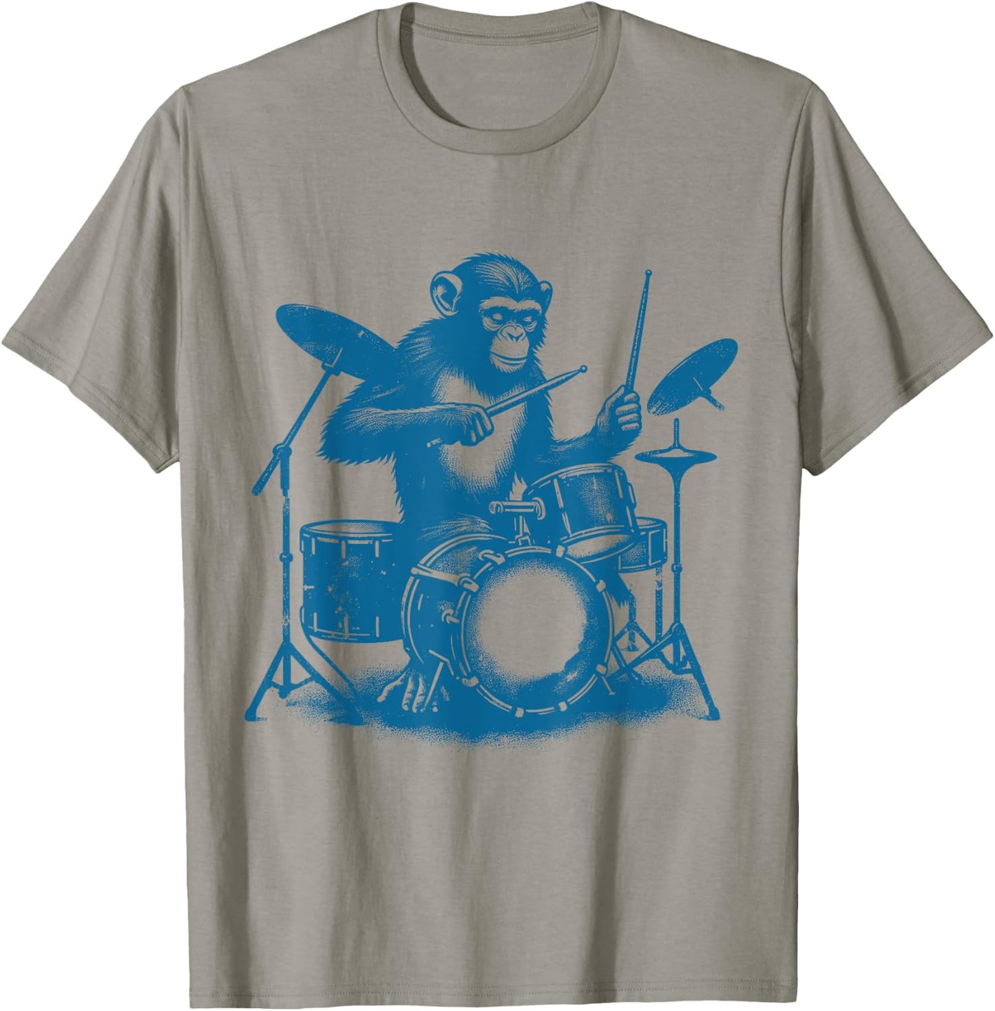 Who Love Drummer Drums Drums Drummer Monkey Playing Drums Vintage Art Monkey On Drums T-Shirt - T-Shirt | Sand