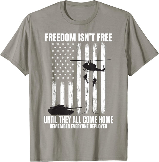 Remember Everyone Deployed Red Friday Military American Flag Women Kids Men T-Shirt - T-Shirt | Sand