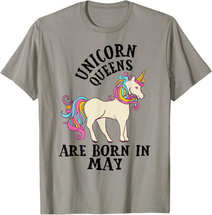 Unicorn Queens Are Born In May Birthday T-Shirt - T-Shirt | Sand
