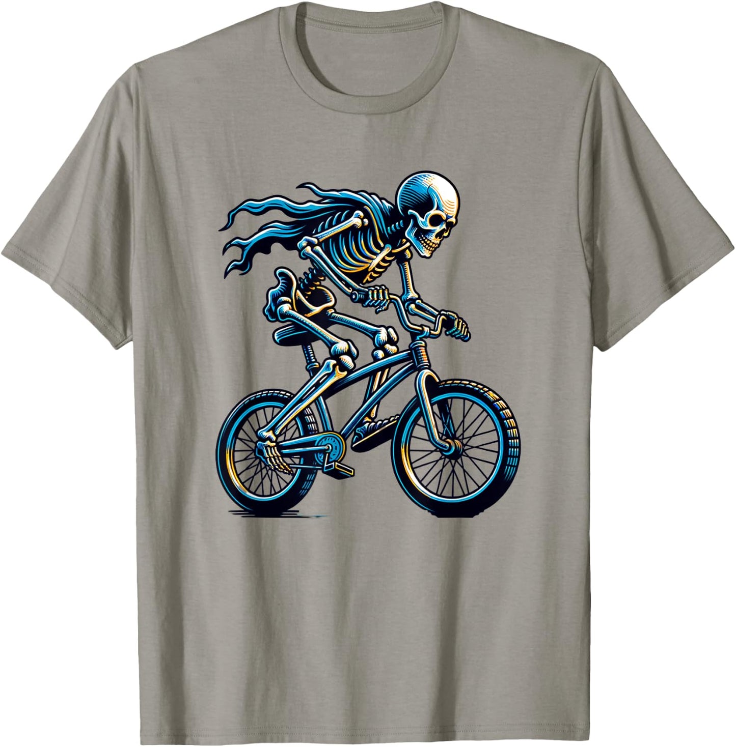 Funny Halloween Skeleton Riding Bicycle, Cute Cycling Biking T-Shirt - T-Shirt | Sand