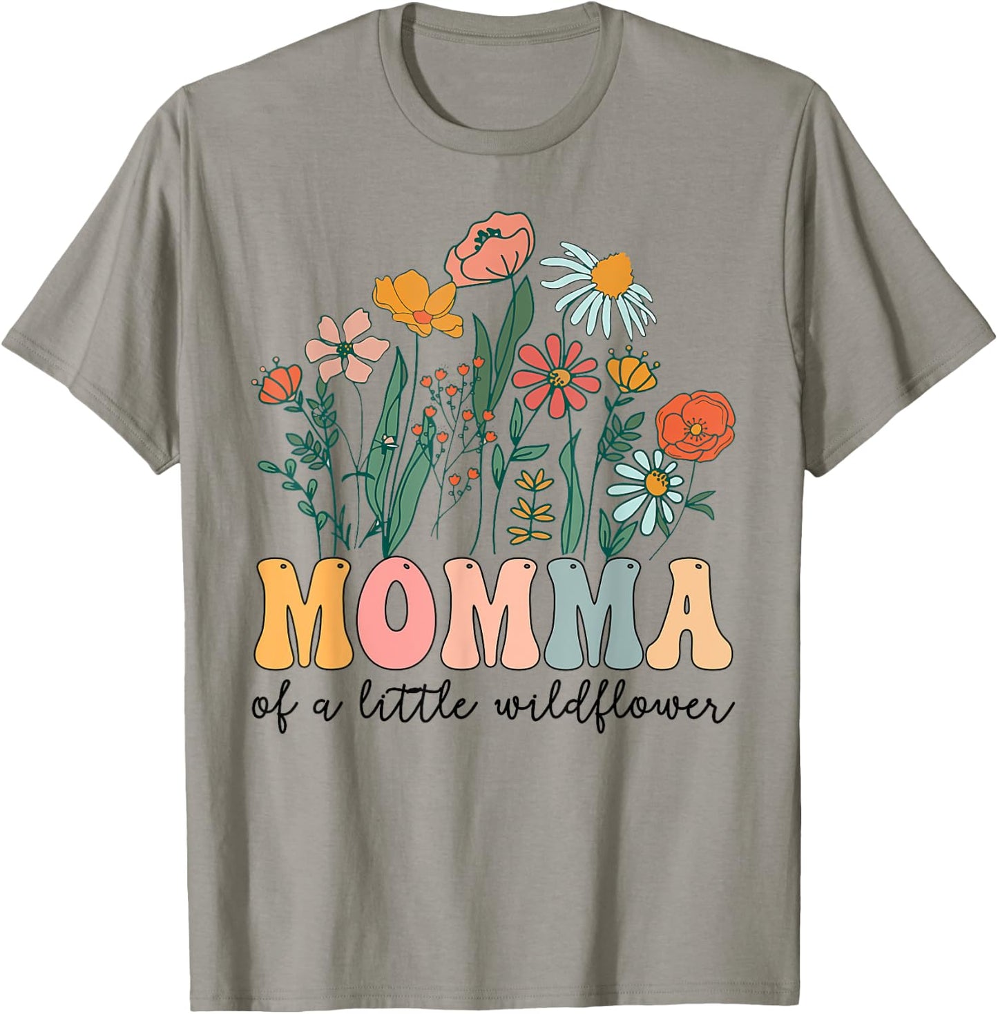 Momma Of The Little Wildflower Birthday Party Baby Shower T-Shirt - T-Shirt | Sand