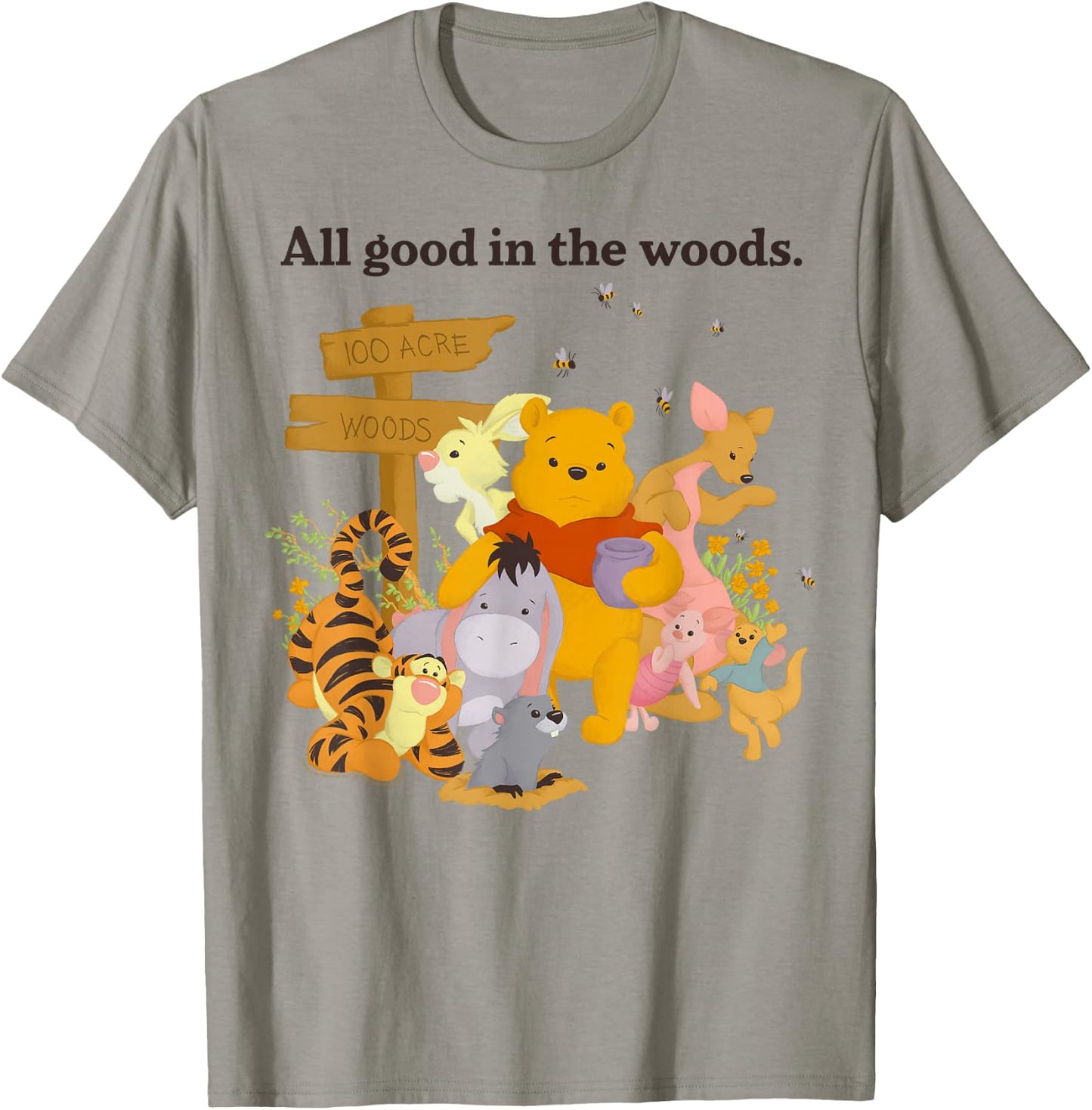 Disney Winnie The Pooh Group Shot All Good in The Woods T-Shirt - T-Shirt | Sand