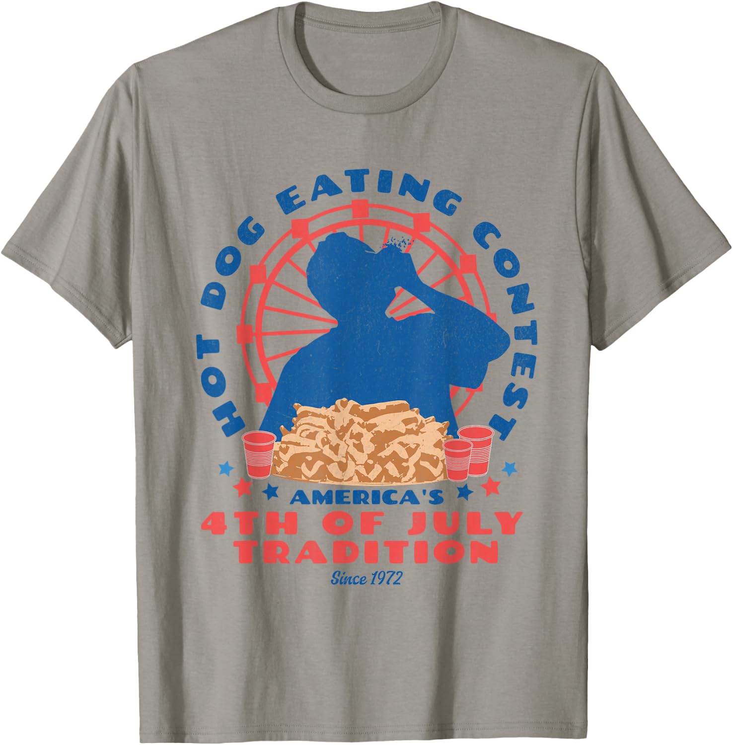 4th of July Tradition Hot Dog Eating Contest Funny Hot Dog T-Shirt - T-Shirt | Sand