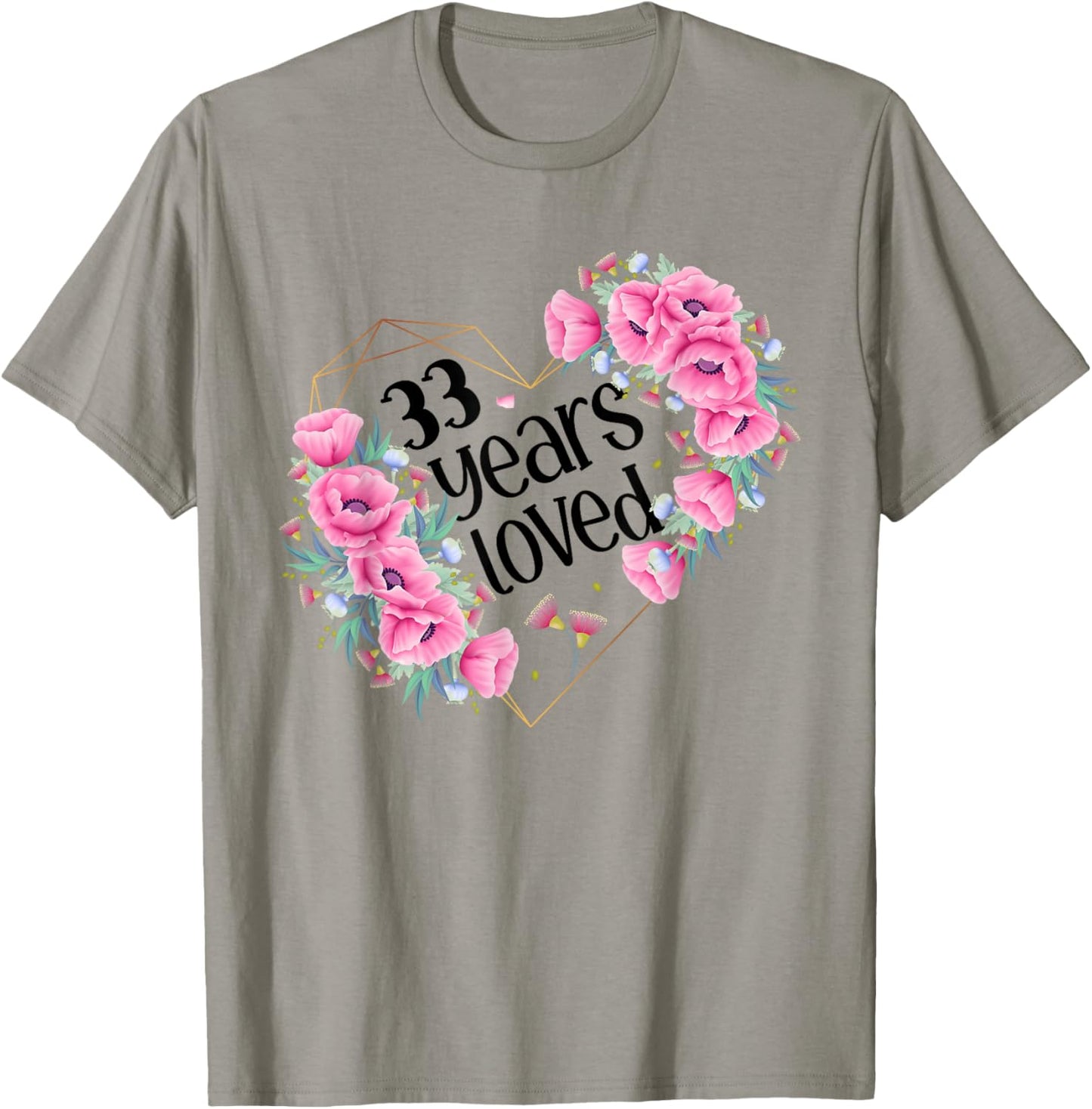 Husband Wife Floral 33rd Happy Birthday T-Shirt - T-Shirt | Sand