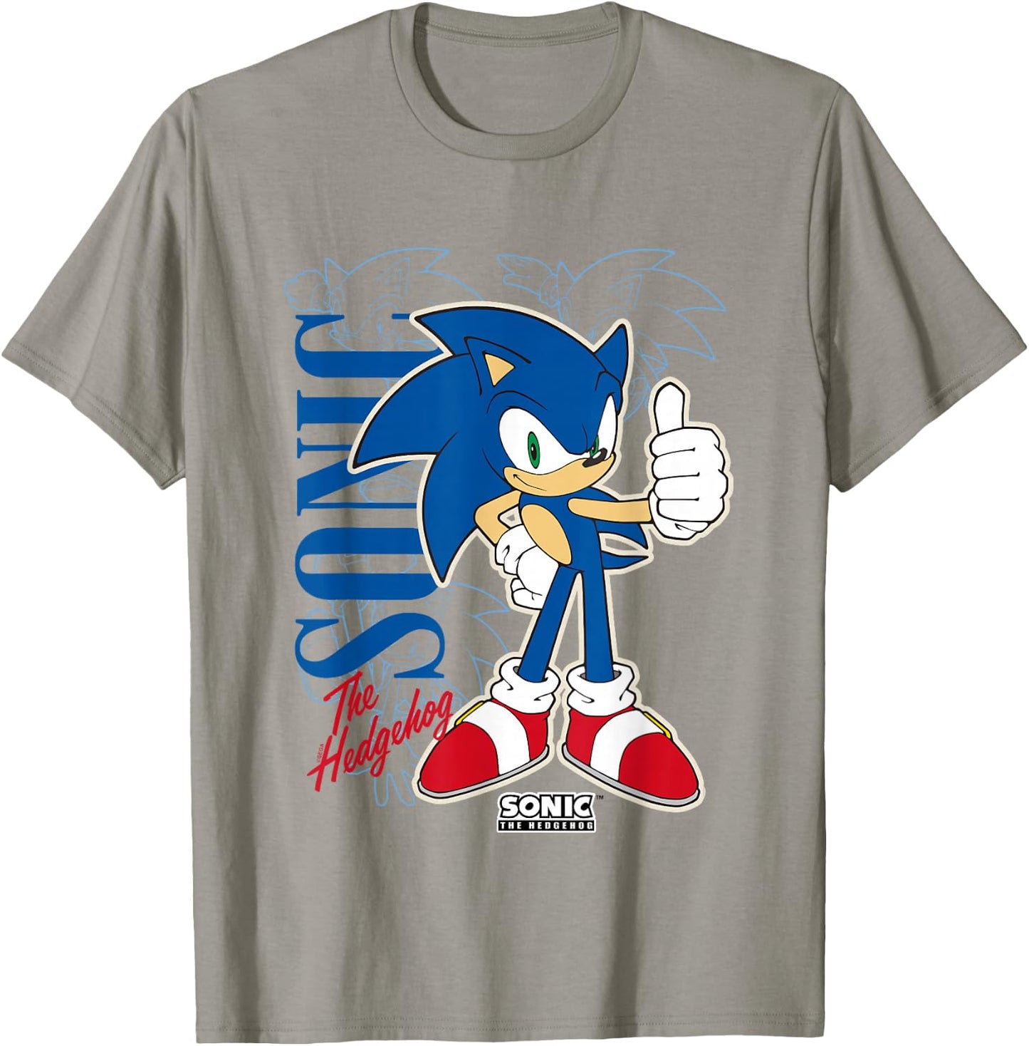 Sonic The Hedgehog Thumbs Up Retro Shot T-Shirt - T-Shirt | Sand