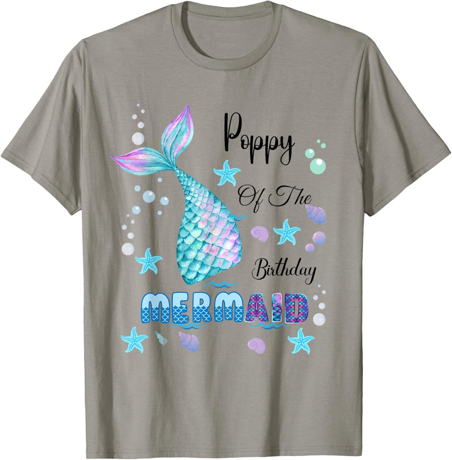Poppy Of The Birthday Mermaid Bday Party Mermaid Kids T-Shirt - T-Shirt | Sand