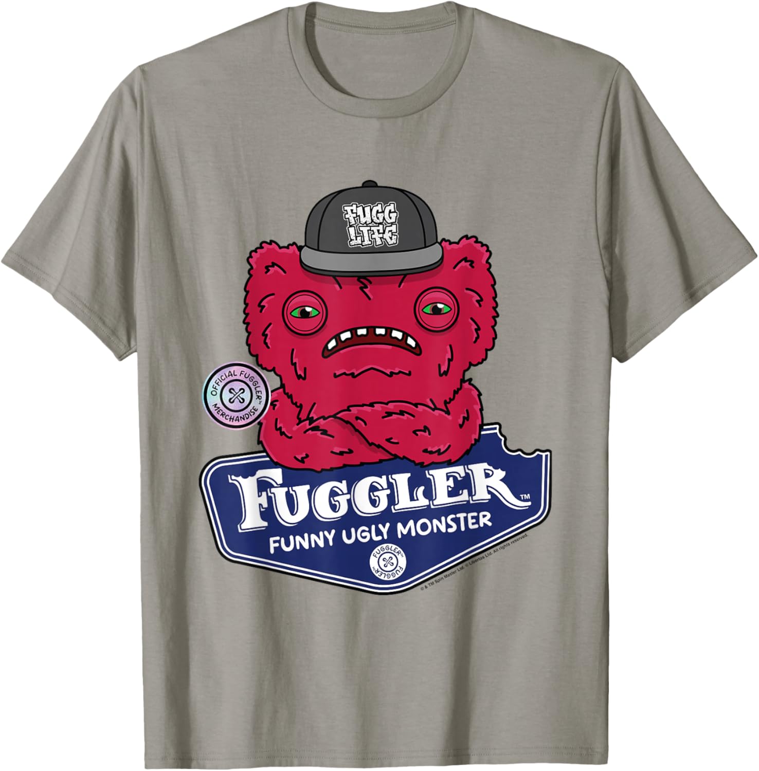 Fuggler -Adults , Grey, Small, Short Sleeve, Classic Fit, Cartoon Pattern, , Lightweight T-Shirt - T-Shirt | Sand