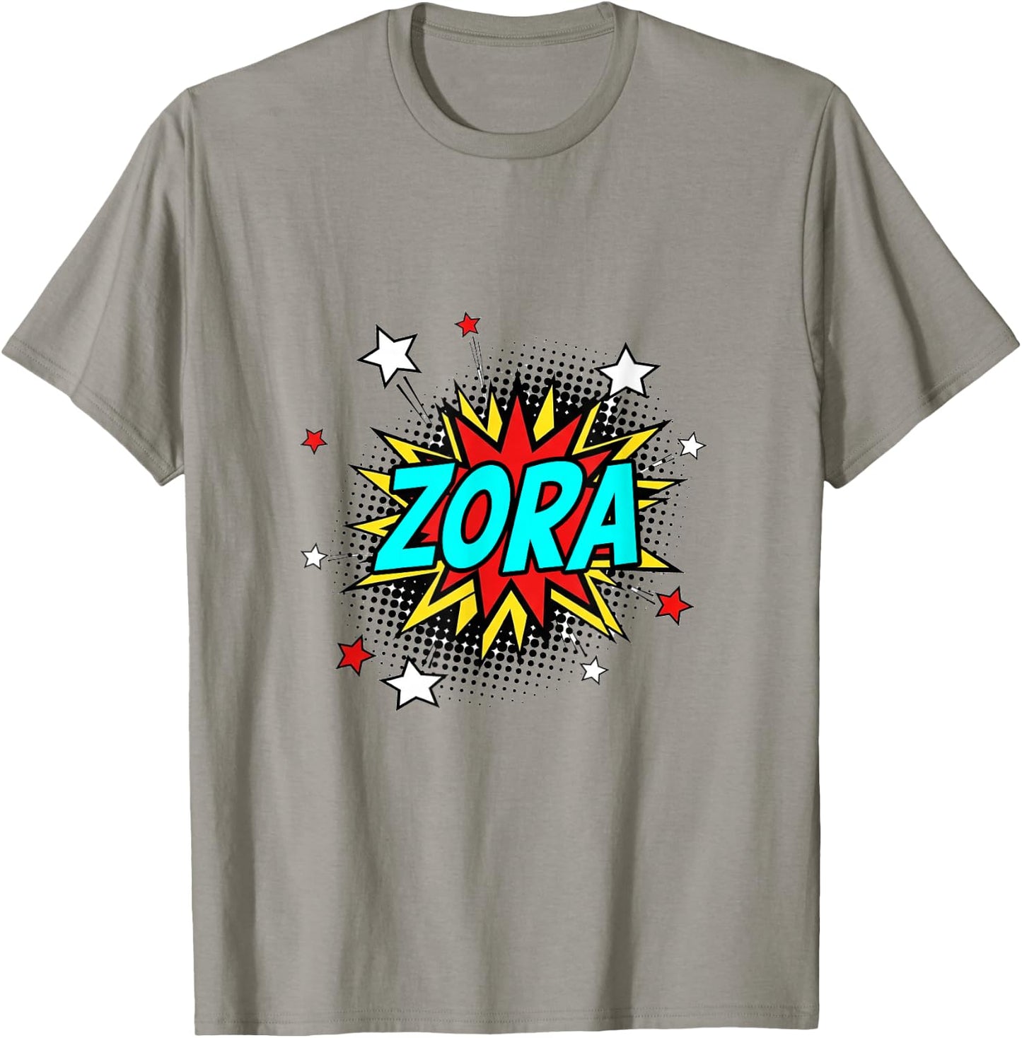 Funny Personalized Name Comic Pop Art Superhero Zora T-Shirt - T-Shirt | Sand