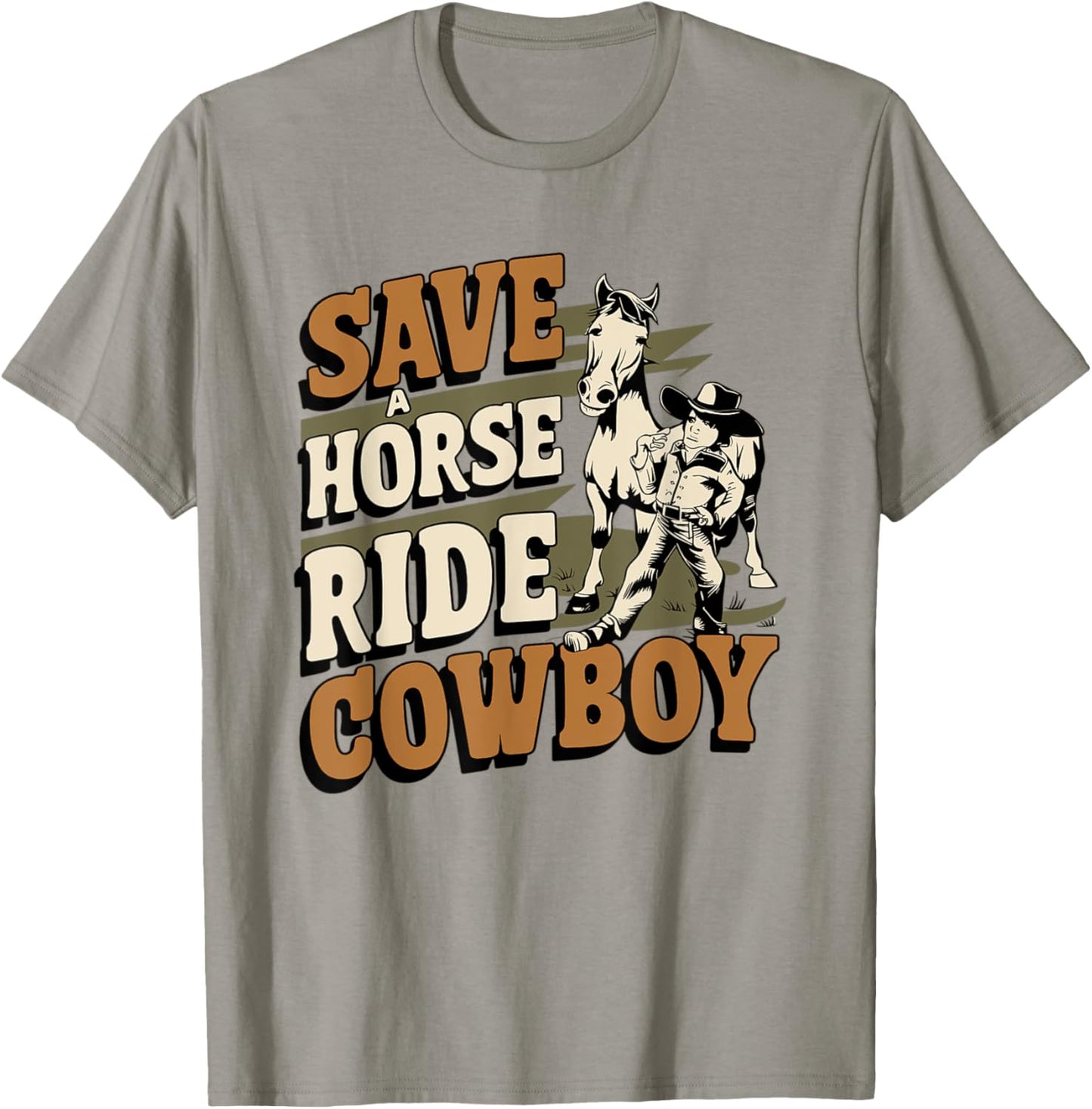 Save A Horse - Ride A Cowboy - Vintage Style T-Shirt - T-Shirt | Sand