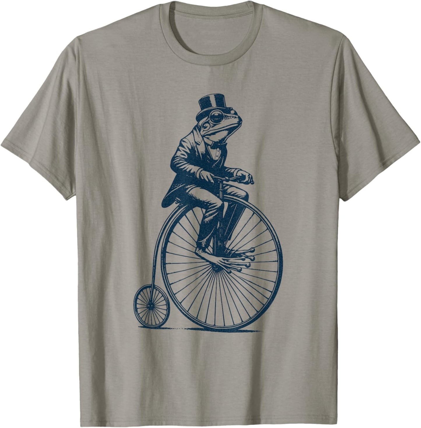 Dapper Frog riding a Vintage Penny-Farthing Bicycle Cyclist T-Shirt - T-Shirt | Sand