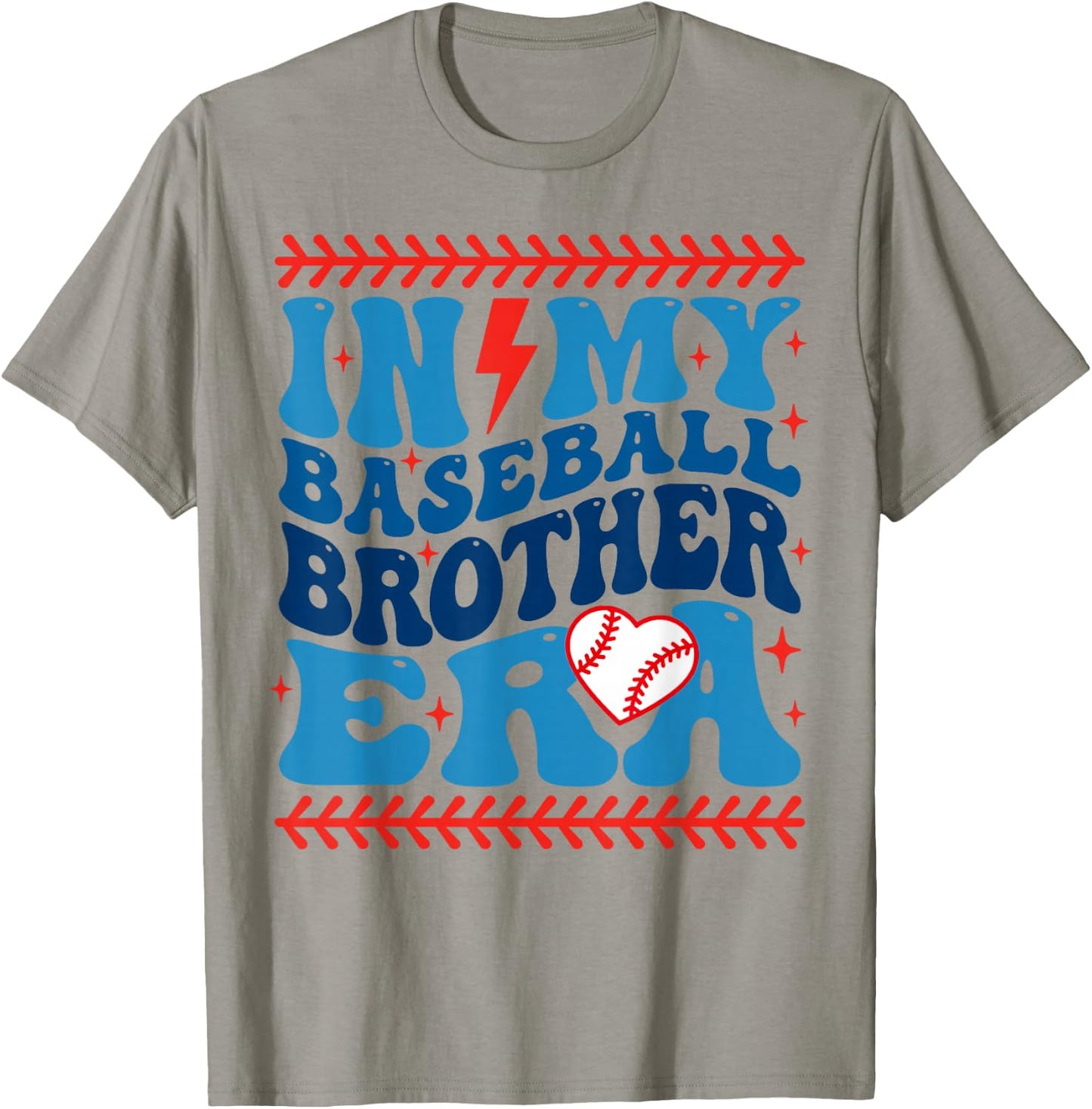 In My Baseball Brother Era Groovy Baseball Family Matching T-Shirt - T-Shirt | Sand