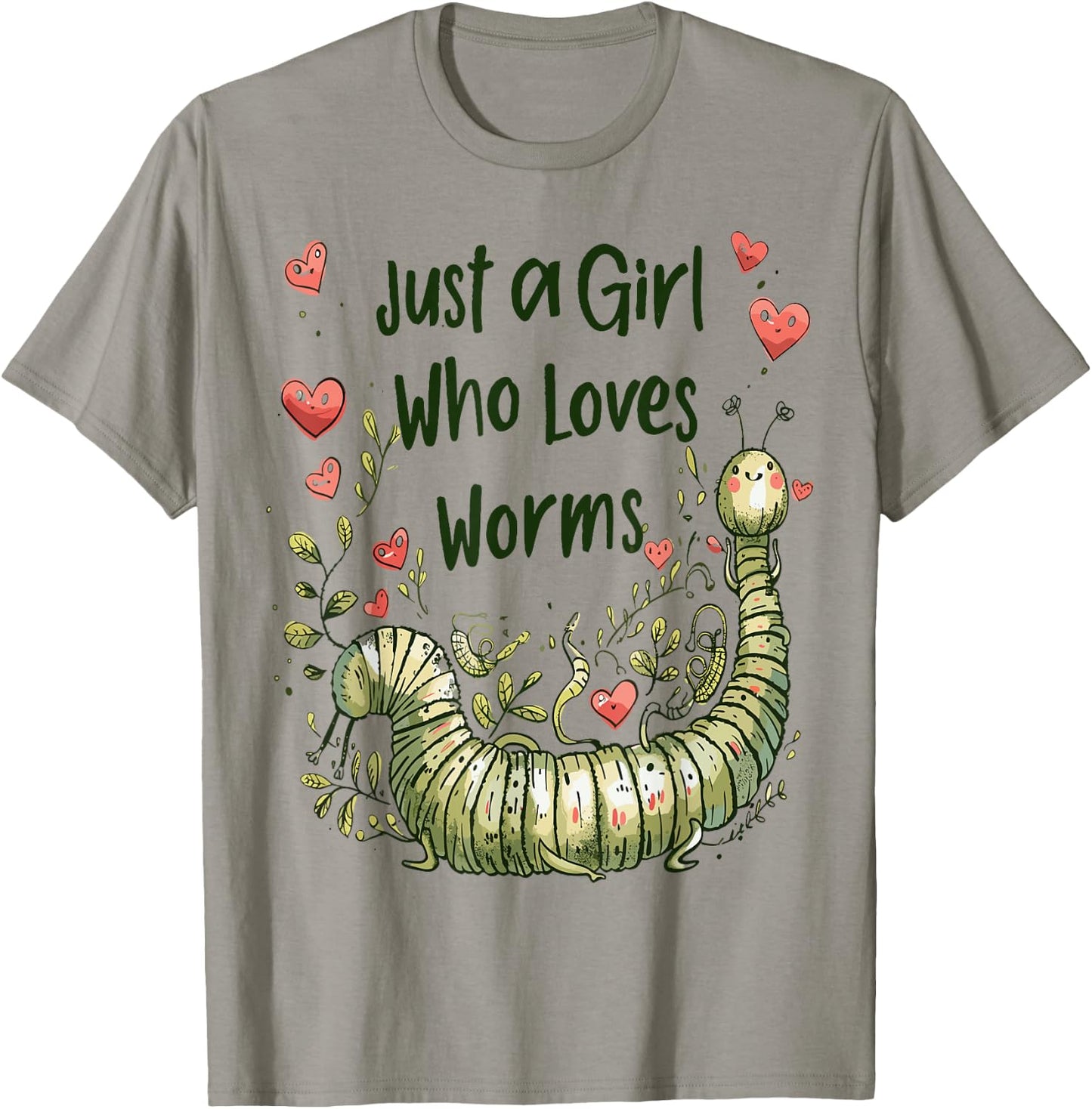 Cute Worms Lovers Gift Girls Just A Girl Who Loves Worms T-Shirt - T-Shirt | Sand