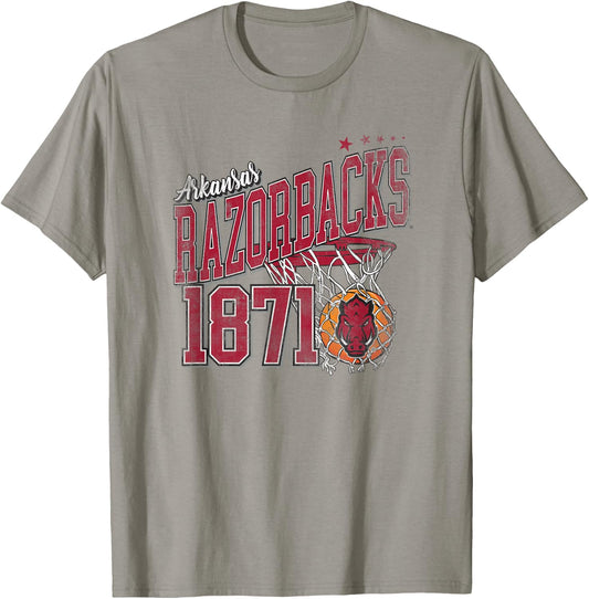 Campus Lab University of Arkansas Razorbacks 1871 Basketball Hoop T-Shirt - T-Shirt | Sand