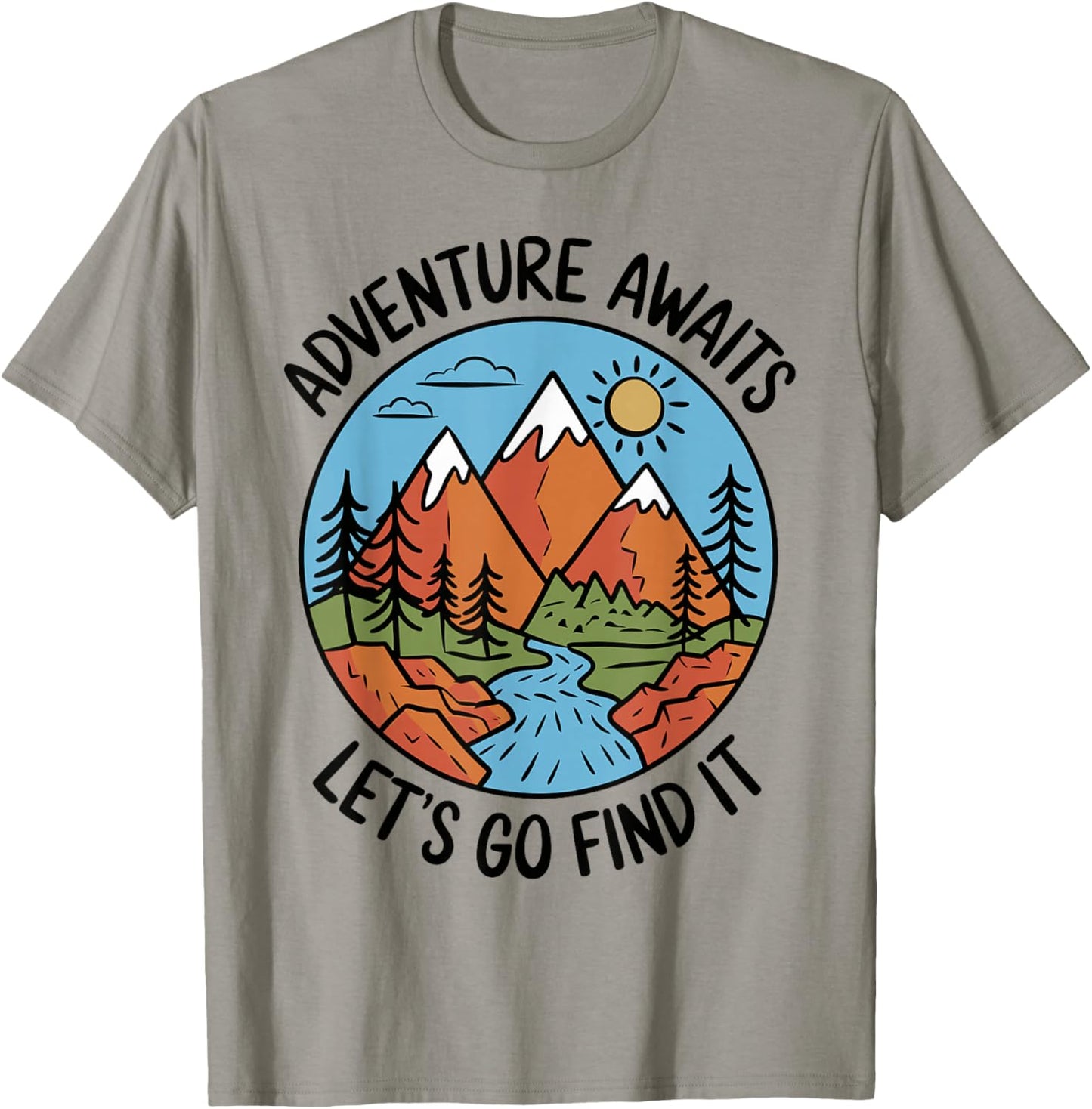 Adventure Awaits Let's Go Find It T Shirt Travel Inspired T-Shirt - T-Shirt | Sand