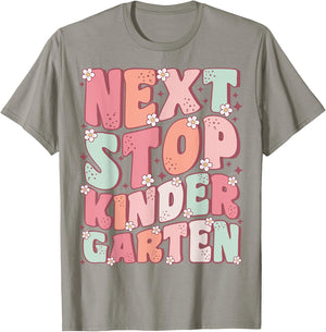 Next Stop Kindergarten Cute Groovy Last Day of Pre-K T-Shirt - T-Shirt | Sand