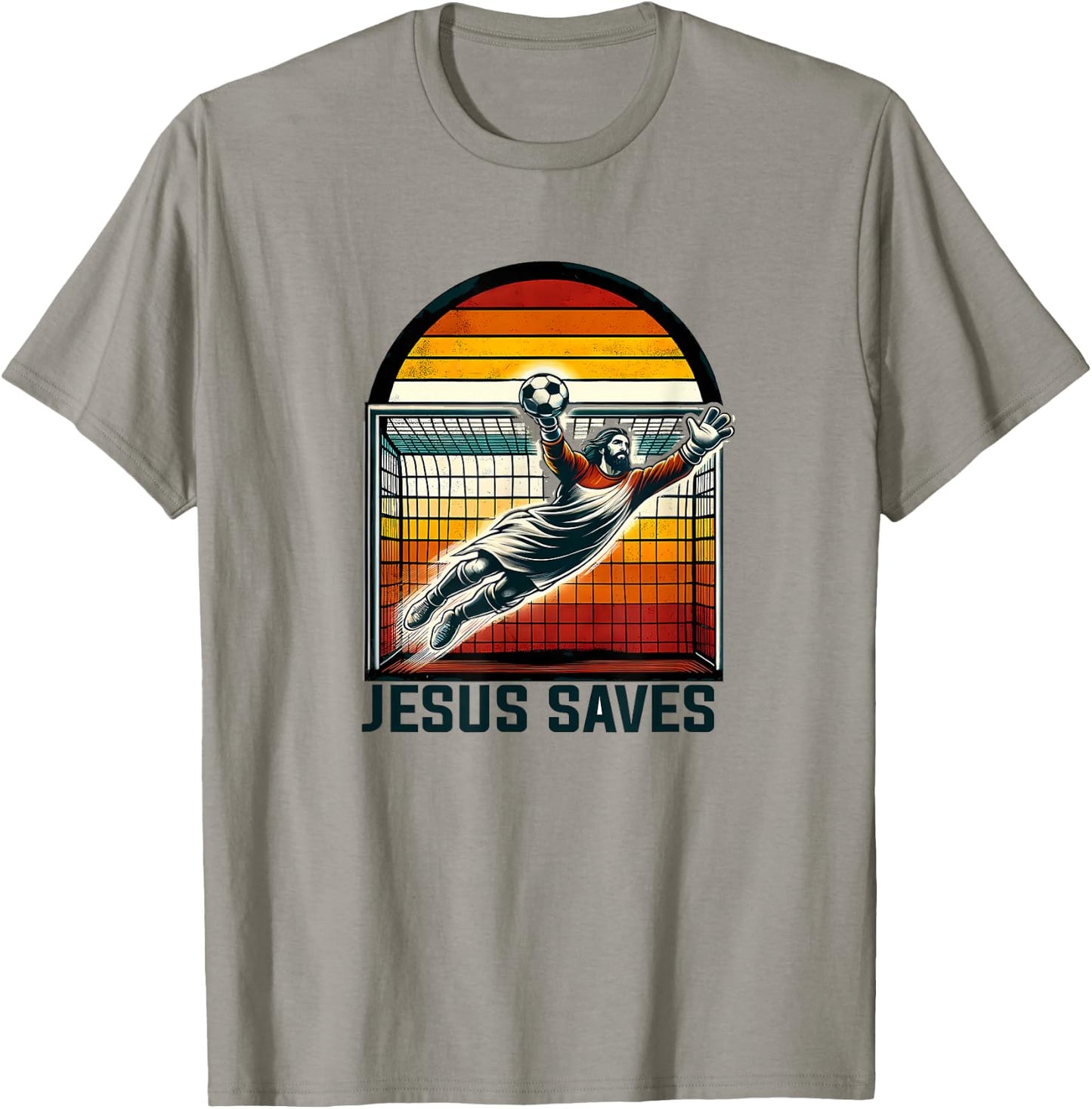 Jesus Saves Funny Football T-Shirt - T-Shirt | Sand