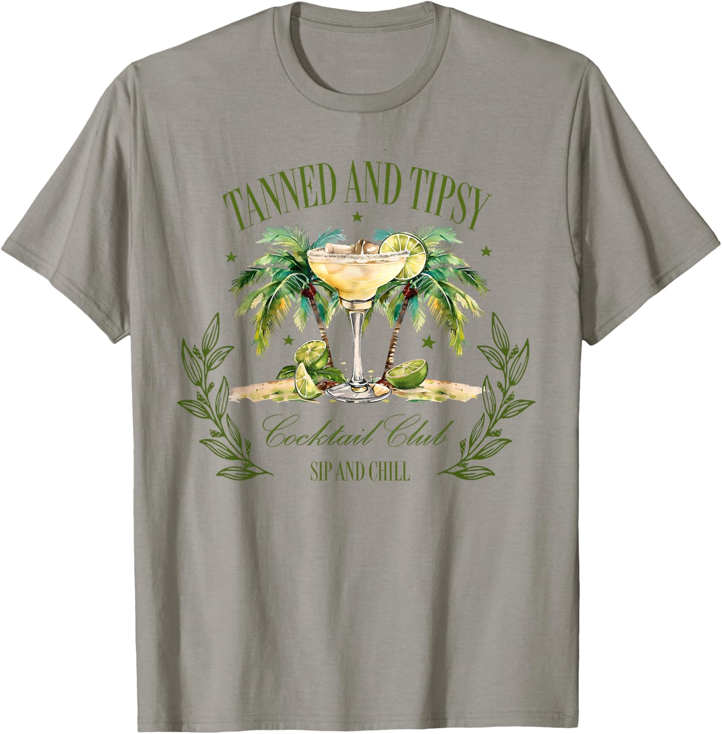 Tanned & Tipsy Cocktail Club Sip & Chill Summer Hawaii Beach Men Women T-Shirt - T-Shirt | Sand
