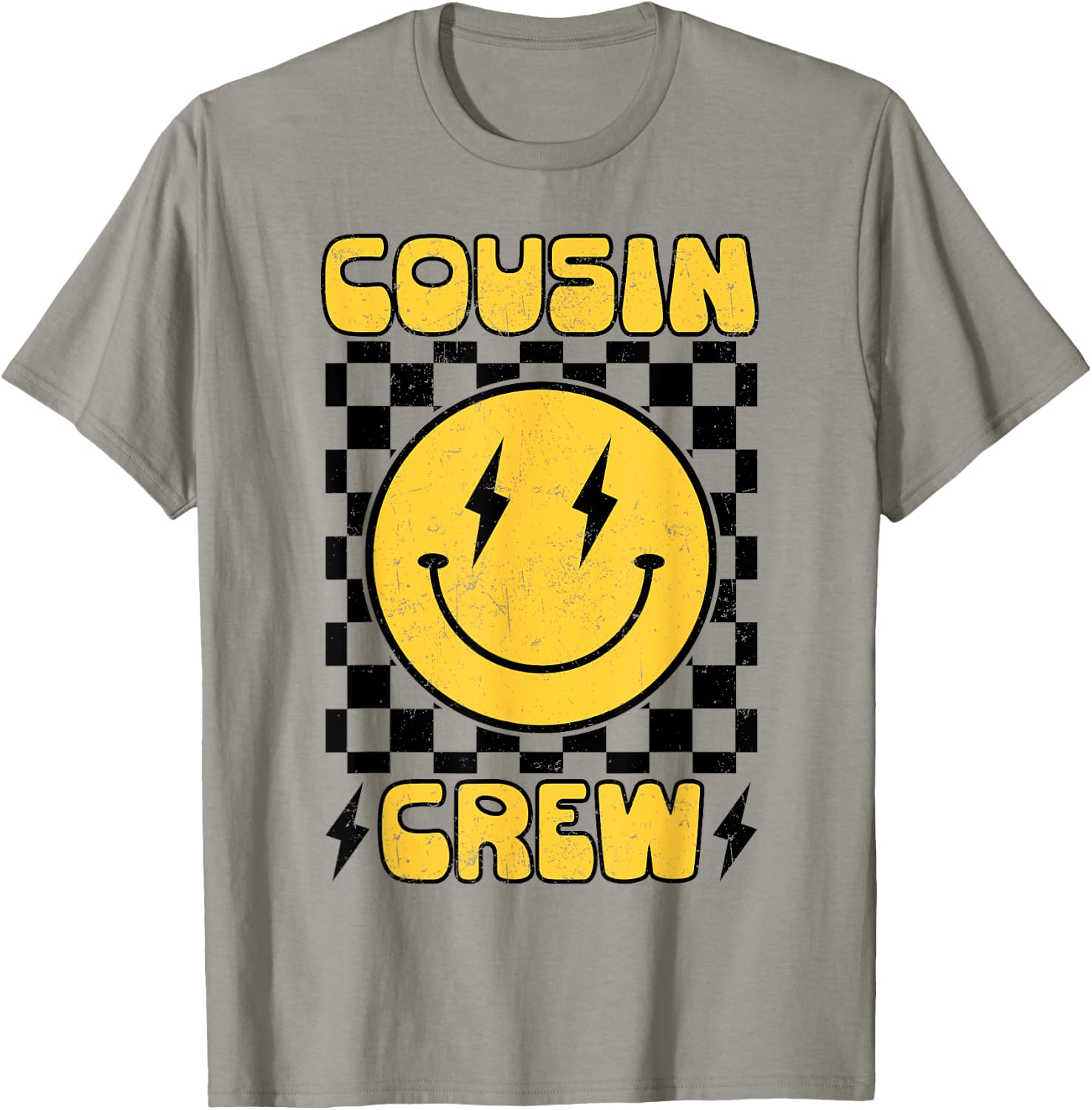 Cousin Crew Retro Smile Face Happy Face Cousin Matching T-Shirt - T-Shirt | Sand