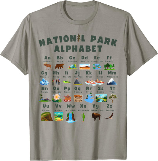 National Park Alphabet ABC Nature Learning Teach School T-Shirt - T-Shirt | Sand