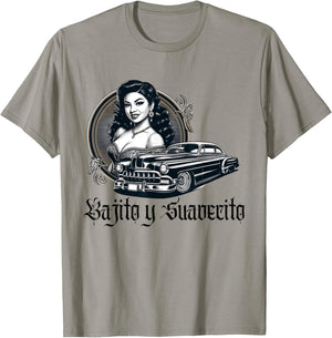 Mexican Street Culture Lowrider Latina Bajito y Suavecito T-Shirt - T-Shirt | Sand