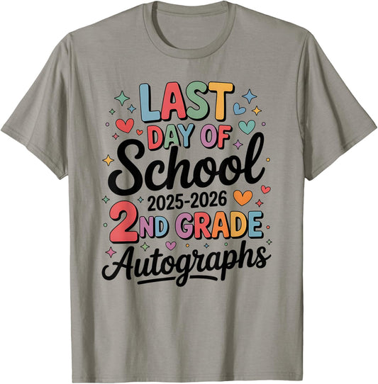 Farewell 2nd Grade Last Day 2026 Autographs Batch Sign My T-Shirt - T-Shirt | Sand