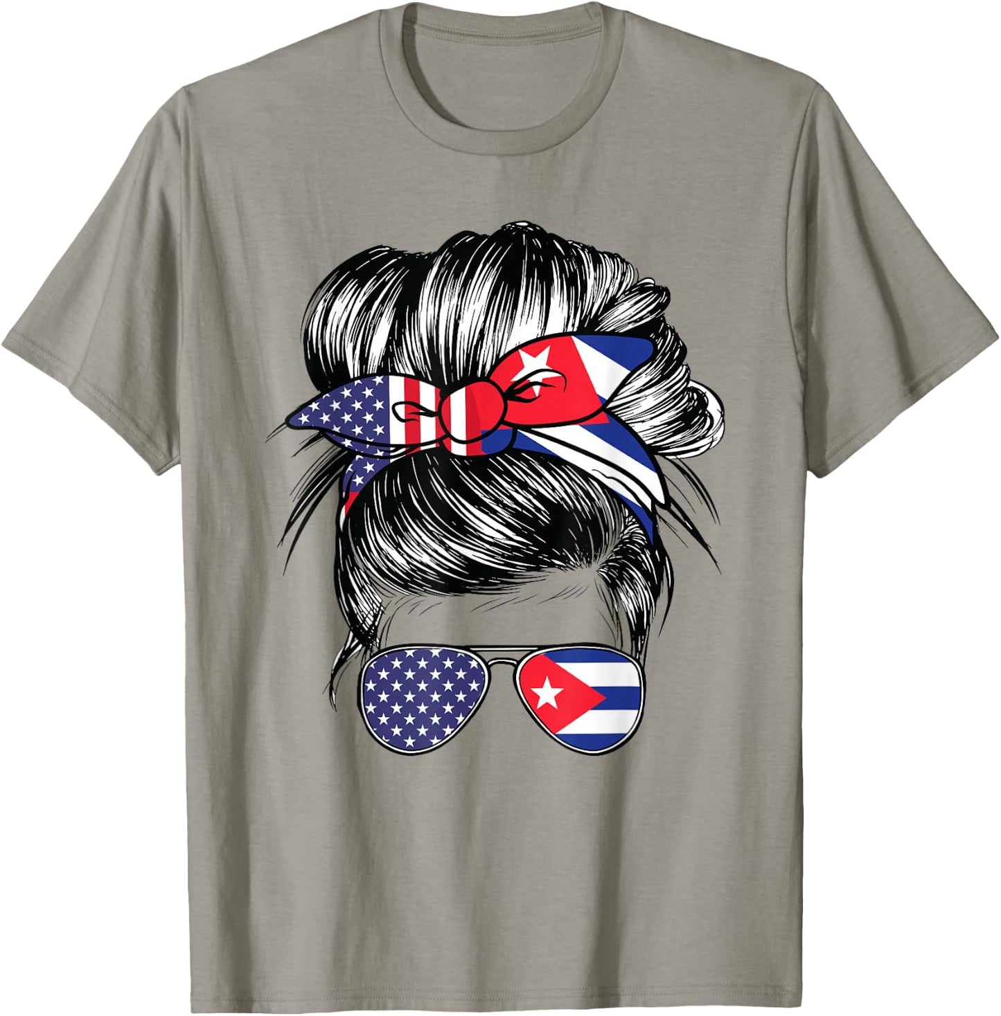 Cuba Flag American Women Girl USA Heritage Cuban T-Shirt - T-Shirt | Sand