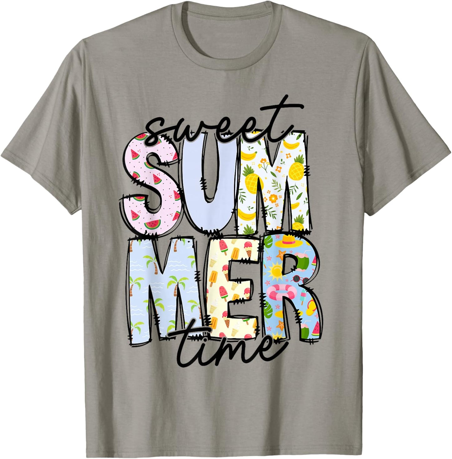 Sweet Summer Time Summer Vibes Women Kids Funny Beach Vacay T-Shirt - T-Shirt | Sand