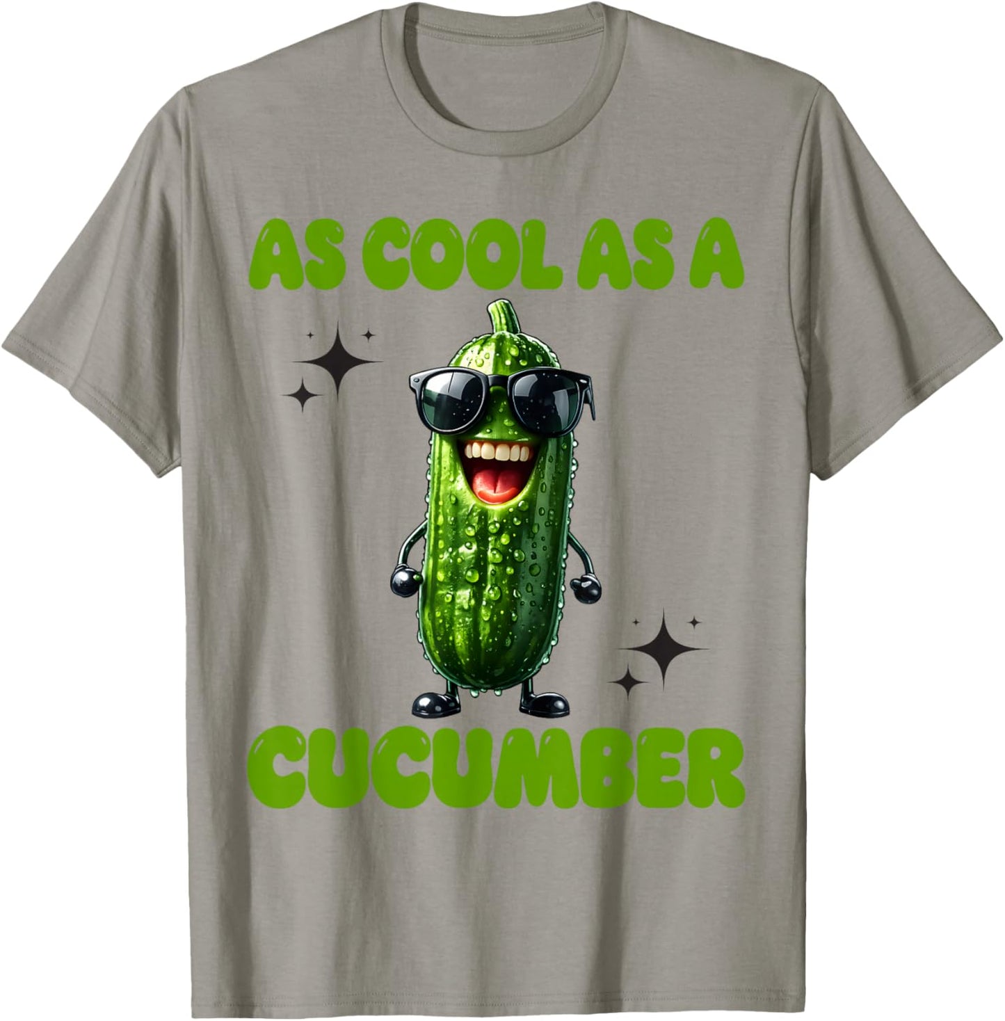 As Cool As a Cucumber Funny Cucumber in Sunglusses Design T-Shirt - T-Shirt | Sand