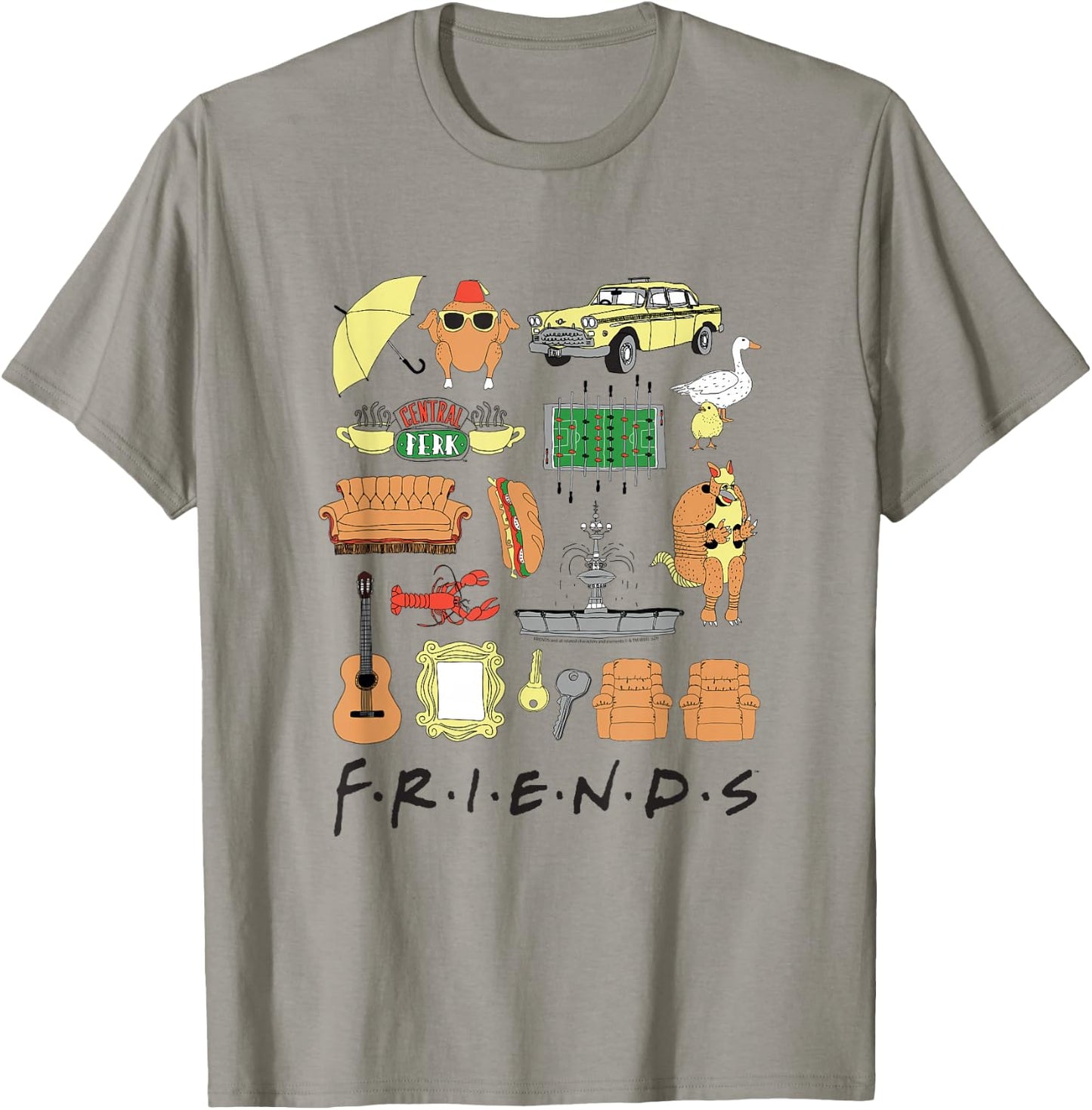 Friends Hand Drawn Icon Collage TV Show T-Shirt - T-Shirt | Sand