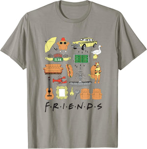 Friends Hand Drawn Icon Collage TV Show T-Shirt - T-Shirt | Sand