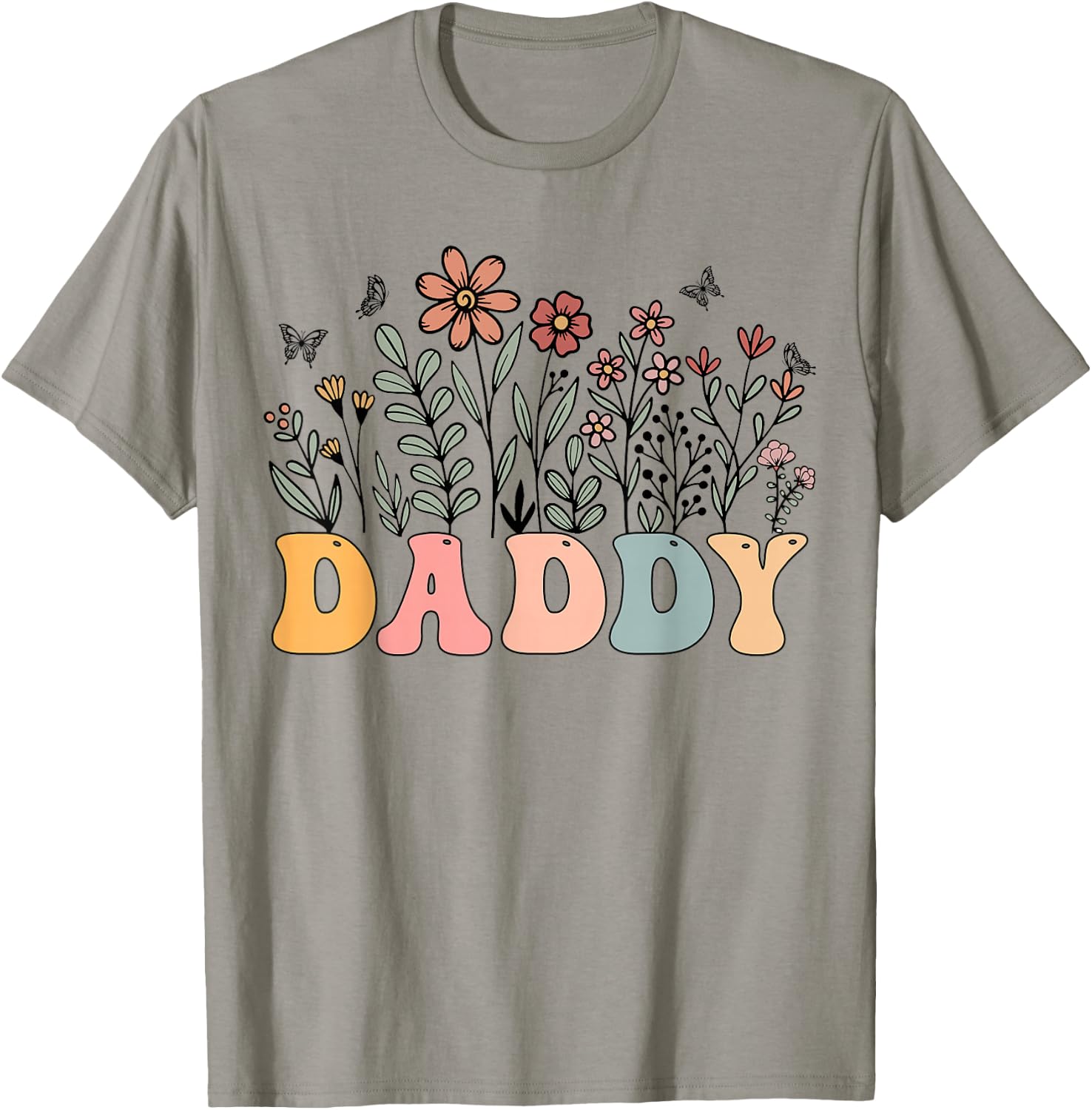 Daddy Wildflower Groovy Retro Hippie Family Matching T-Shirt - T-Shirt | Sand
