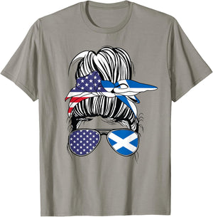 Scottish American Heritage Scottish Women USA Girl Scotland T-Shirt - T-Shirt | Sand