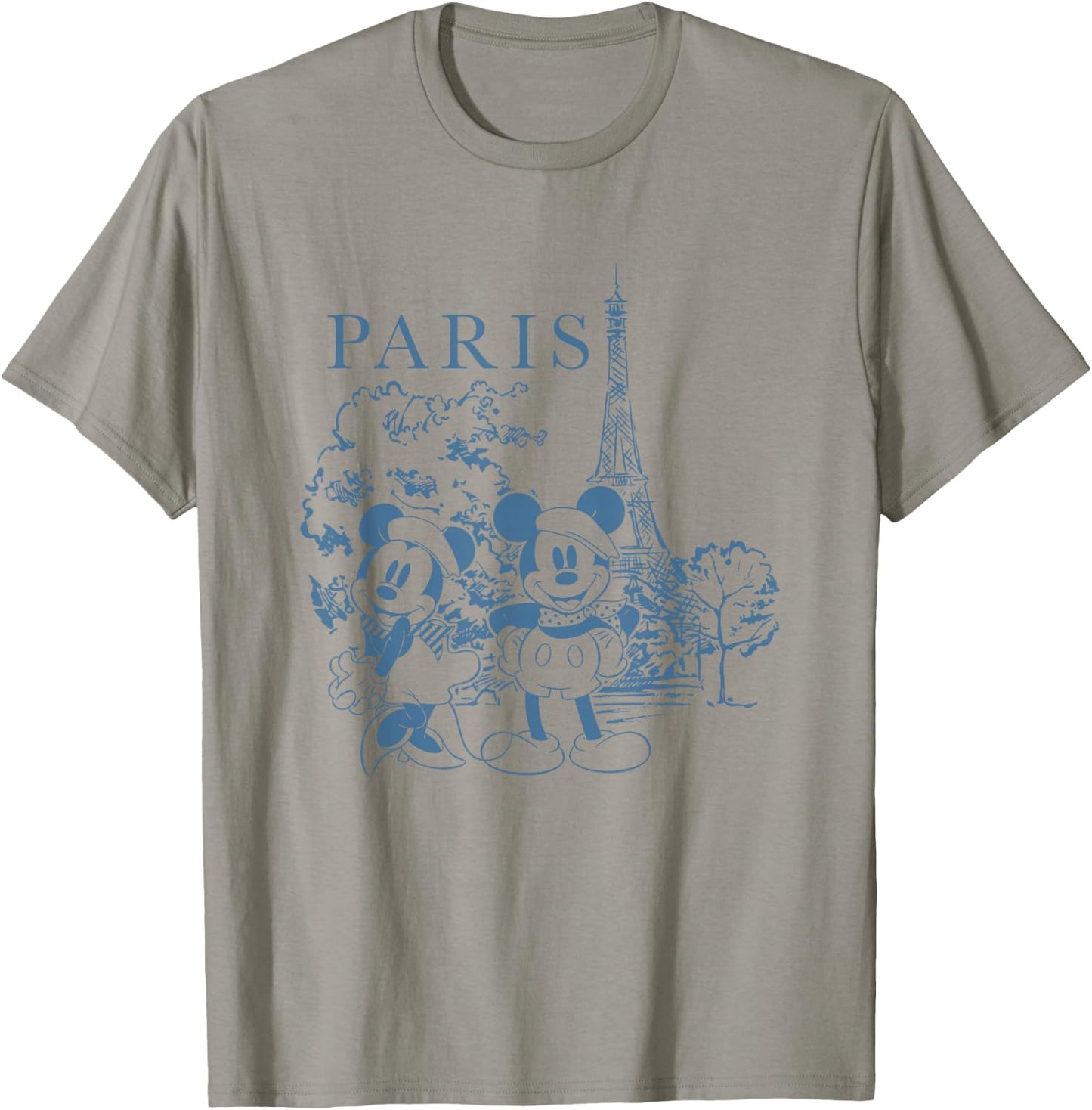 Disney Mickey and Friends Iconic Couple in Paris Chest Logo T-Shirt - T-Shirt | Sand