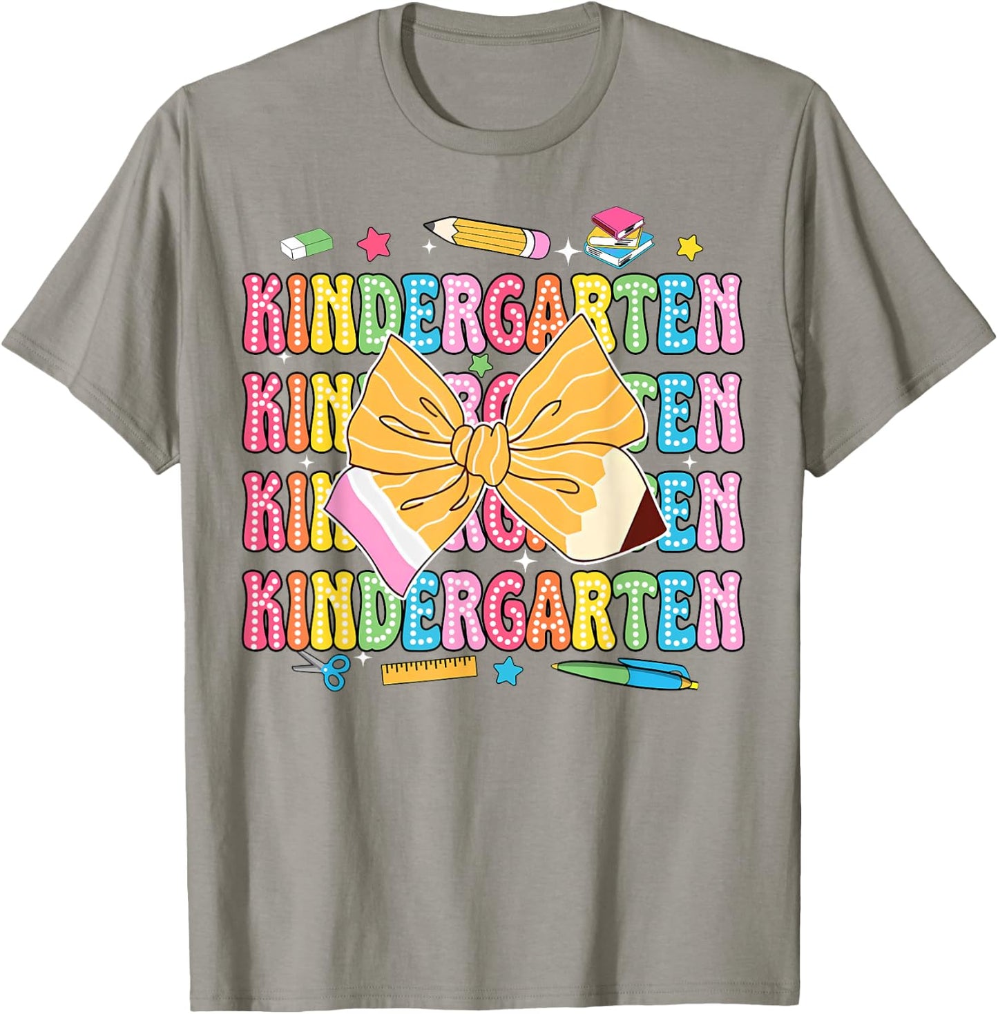 Kindergarten Teacher Pencil Coquette Bow Back To School Women Girls Kids T-Shirt - T-Shirt | Sand