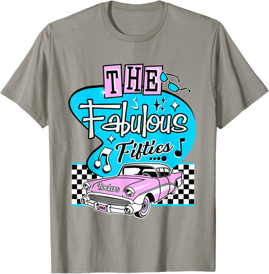 1950s Sock Hop Dance Retro 50s Rockabilly Pink Gifts Doo Wop T-Shirt - T-Shirt | Sand