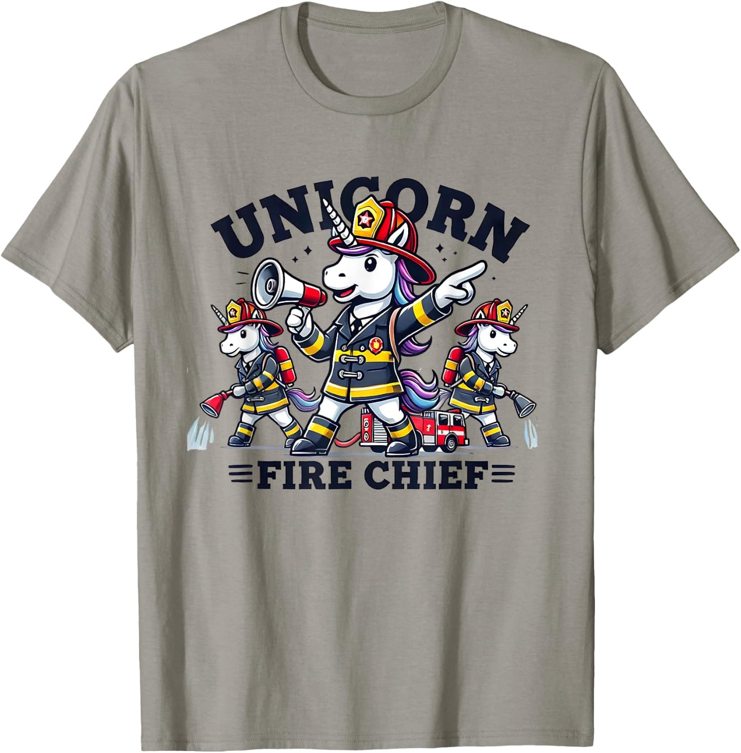 Unicorn Fire Chief Firefighter Pride T-Shirt - T-Shirt | Sand