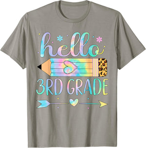 Tie Dye 3rd Grade Back To School Hello Third Grade Teacher T-Shirt - T-Shirt | Sand