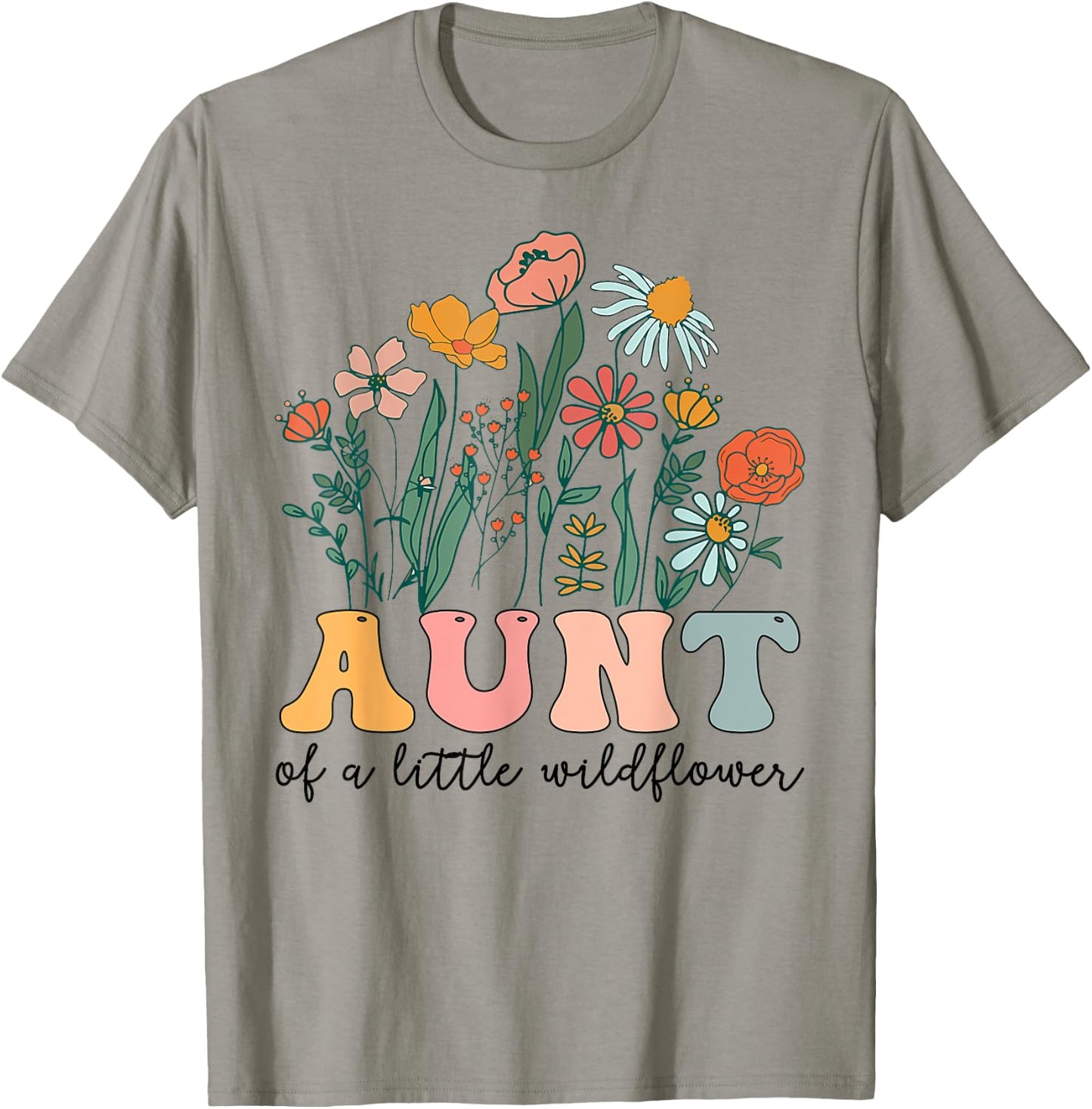 Aunt Of The Little Wildflower Birthday Party Baby Shower T-Shirt - T-Shirt | Sand