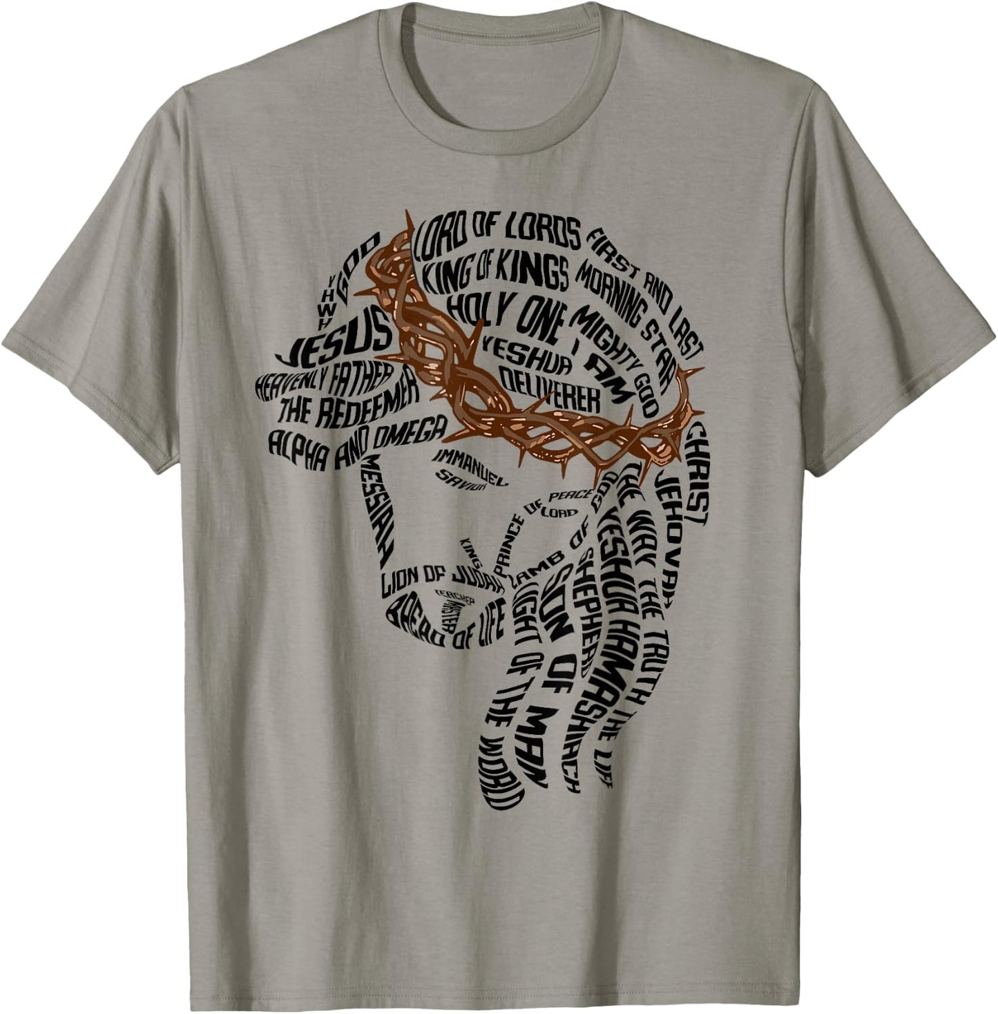 Christian Names of Jesus Christ Face Gospel Religious Bible T-Shirt - T-Shirt | Sand