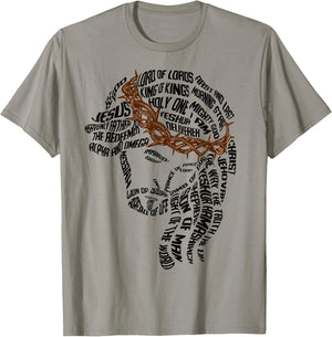 Christian Names of Jesus Christ Face Gospel Religious Bible T-Shirt - T-Shirt | Sand