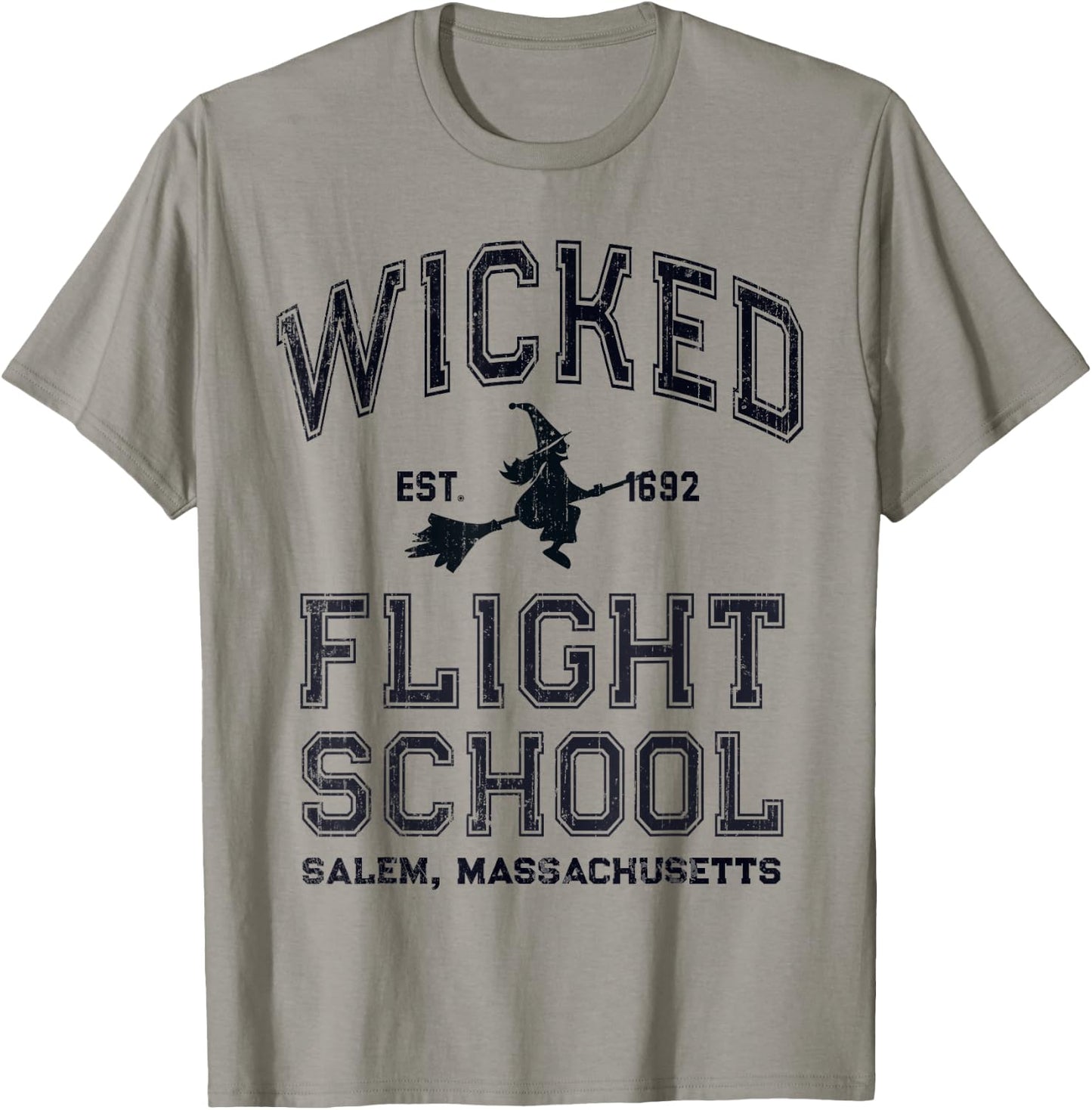 Funny WICKED FLIGHT SCHOOL Salem Massachusetts Witches Fly T-Shirt - T-Shirt | Sand