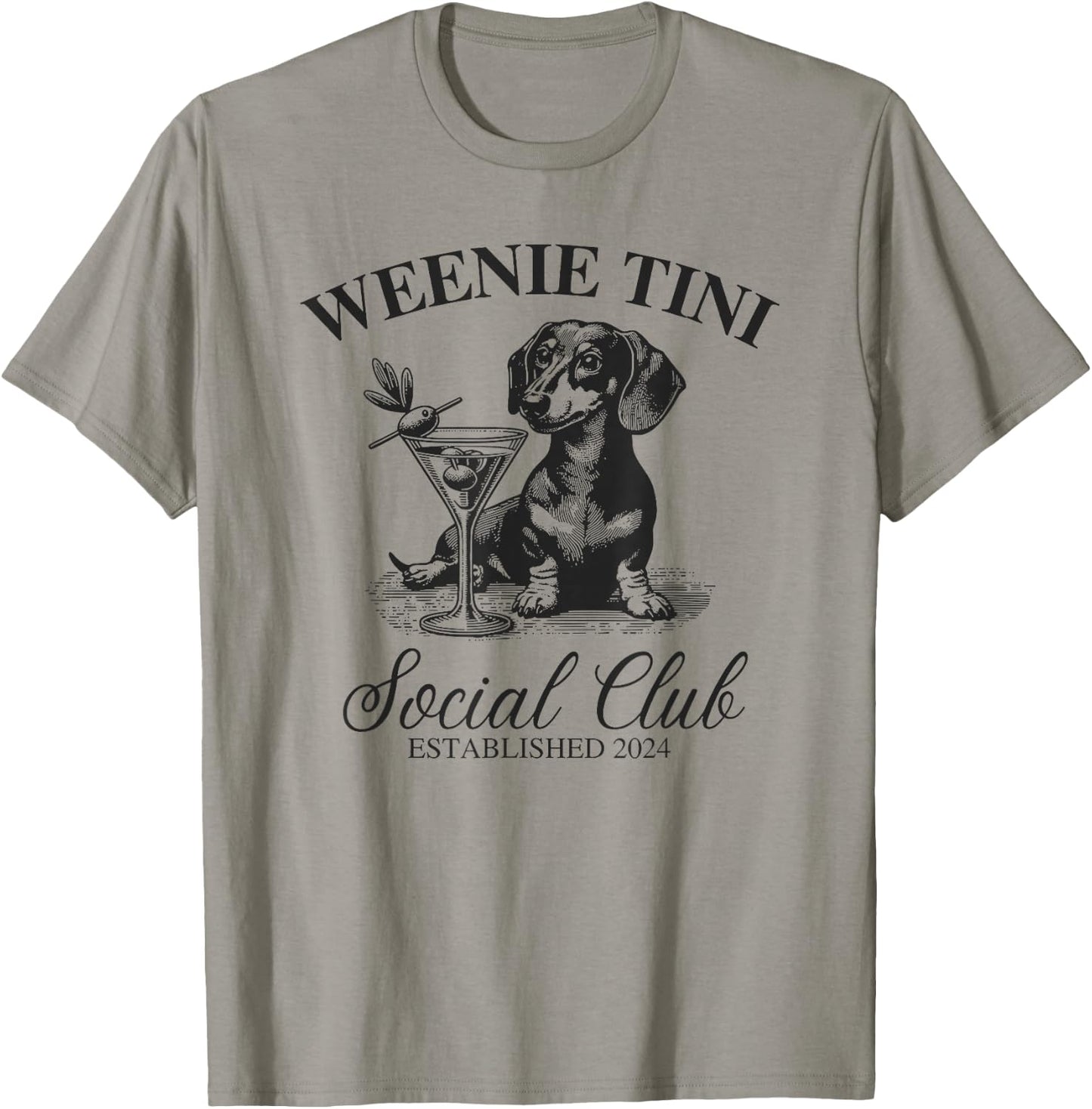 Dachshund Weenie Tini Social Club T-Shirt - T-Shirt | Sand